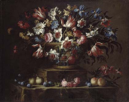 Still Life With Flowers, Pears, And Other Fruits — Juan De Arellano