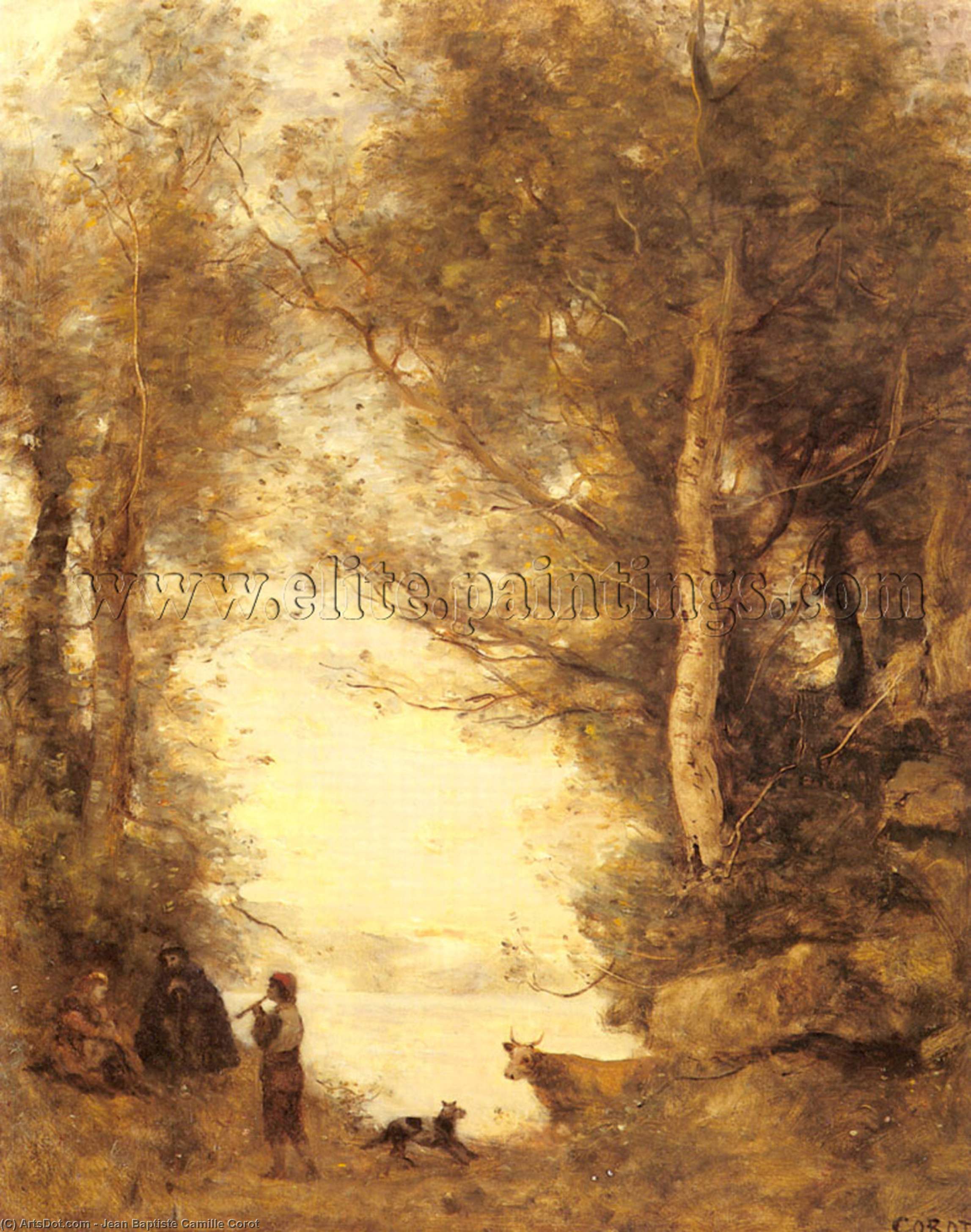 Le Joueur De Flute Du Lac D'albano — Jean-baptiste-camille Corot