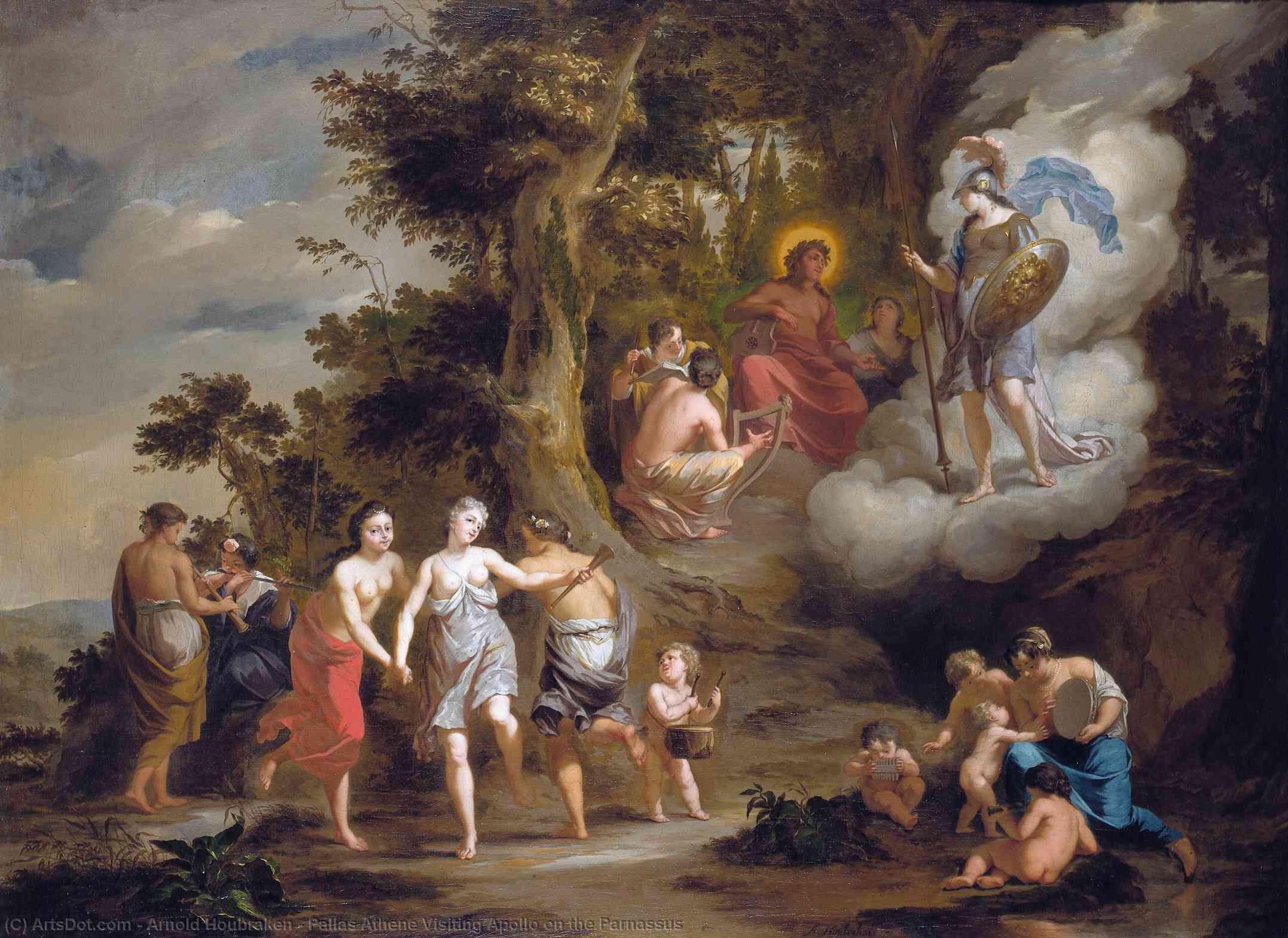 Pallas Athene Visiting Apollo On The Parnassus — Arnold Houbraken