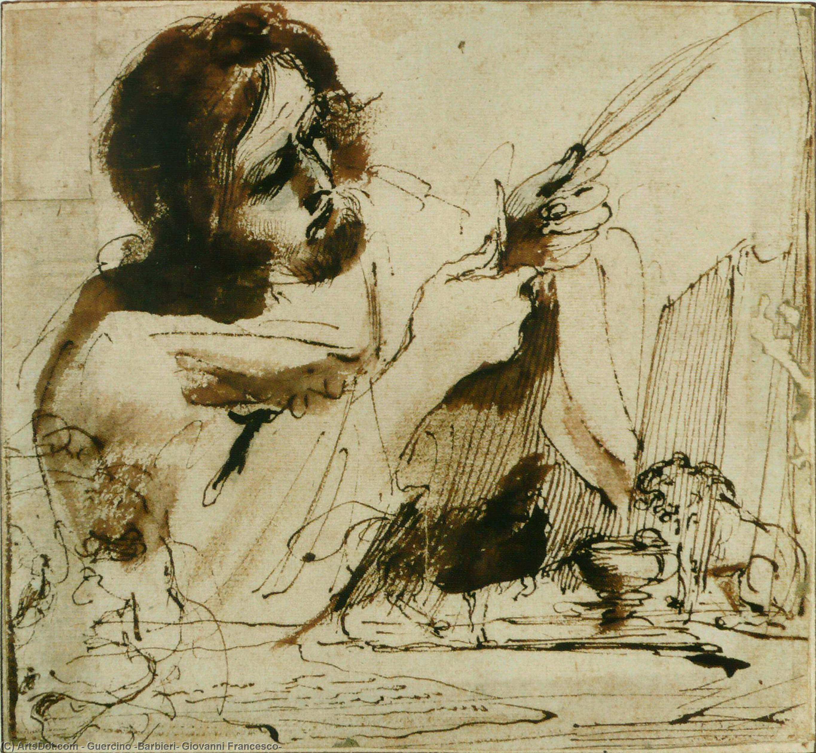 Saint Mark Cutting His Nib For Written The Gospel — Guercino