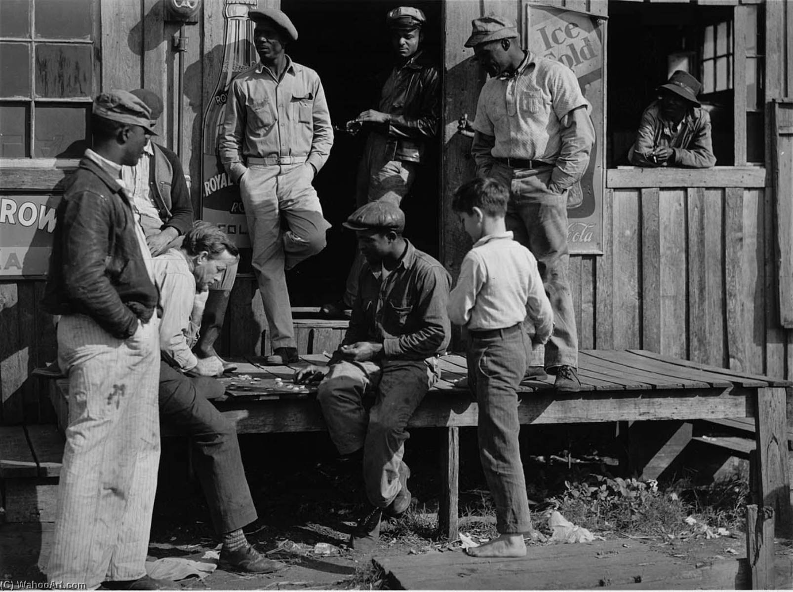Migrants Playing Checkers (with Bottle Caps), On A Juke Joint Porch After A Freeze Out Of Vegetable Crops. Near Okeechobee, Florida — Marion Post Wolcott