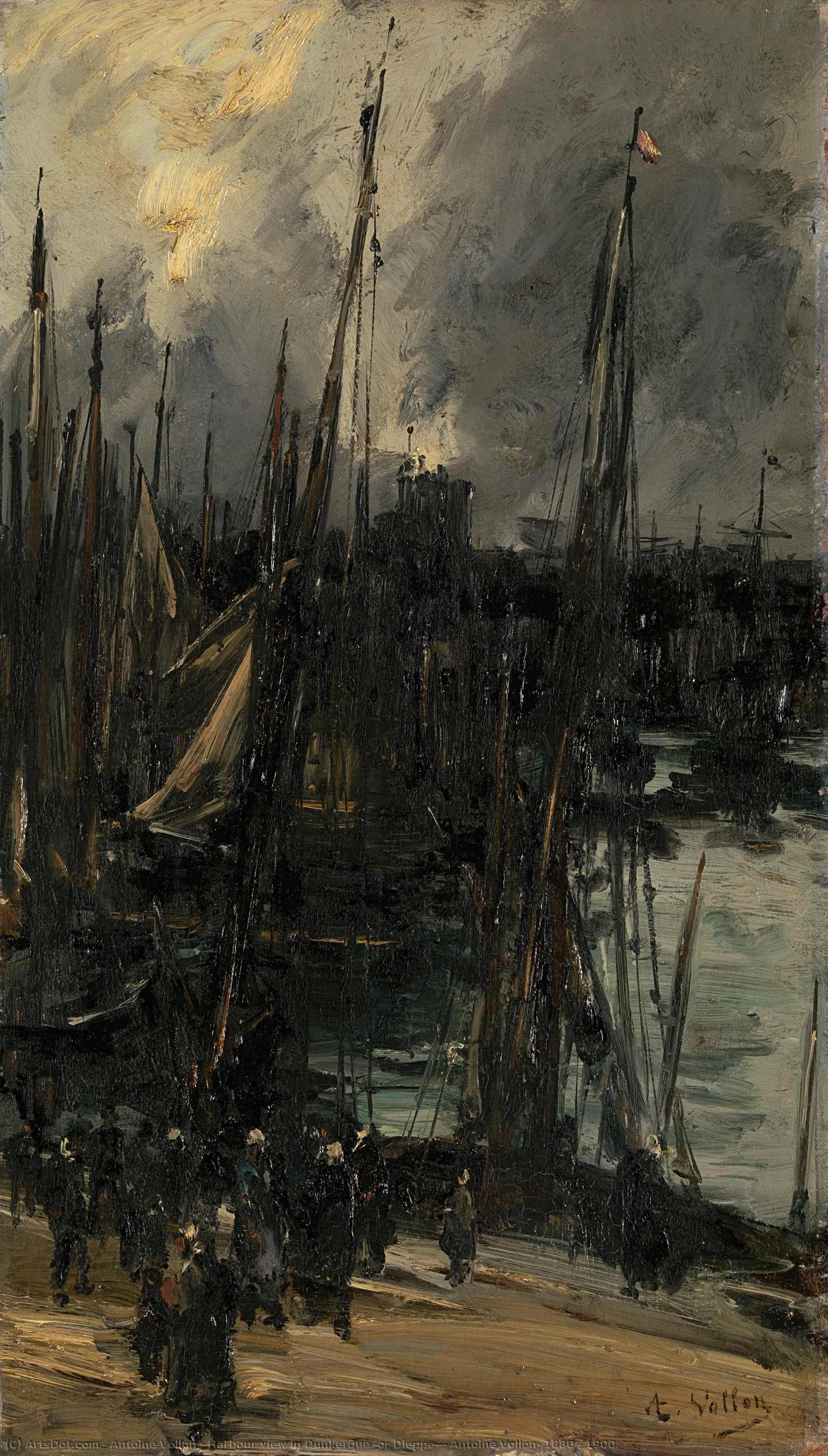 Harbour View In Dunkerque (or Dieppe?), Antoine Vollon, 1880 - 1900 — Antoine Vollon