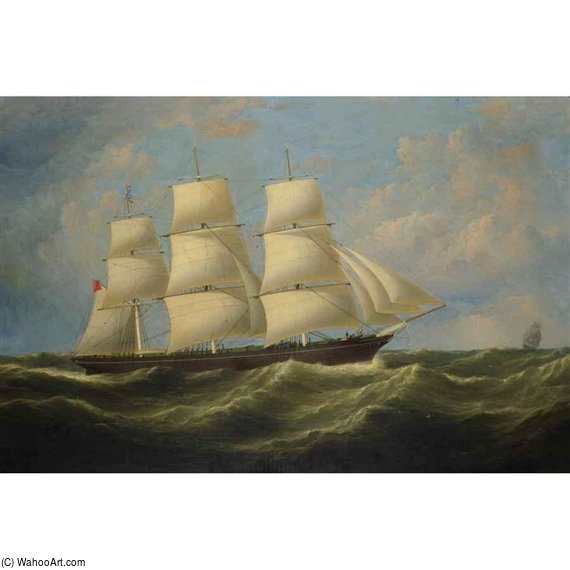The Full-rigged Merchantman Vespasian At Sea — Samuel Walters