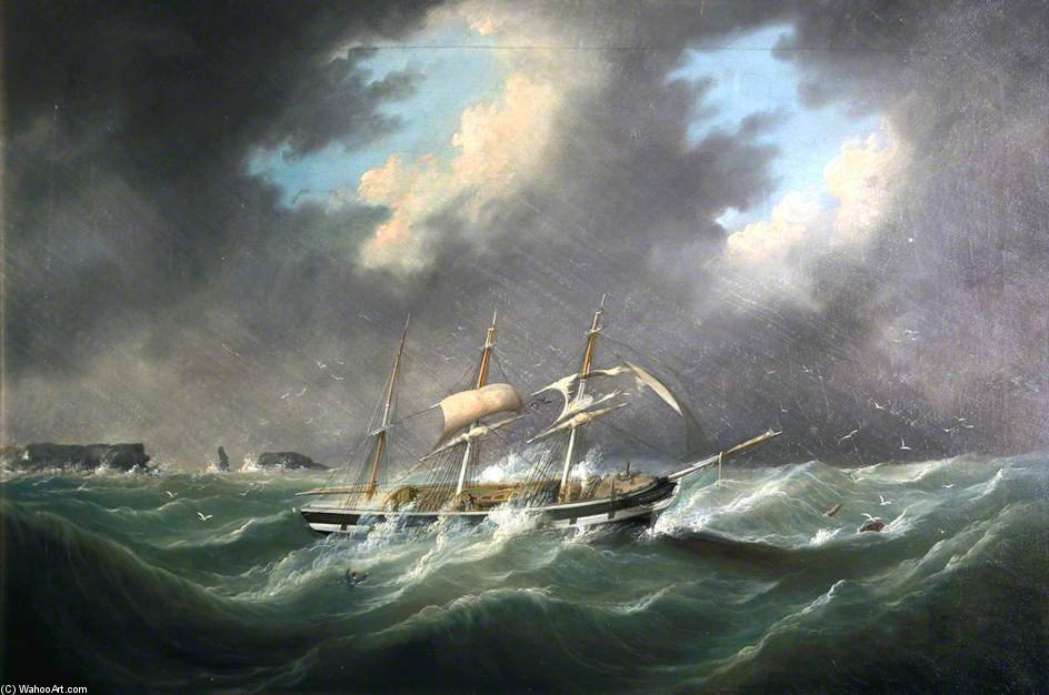 Barque 'rockshire' Off A Rocky Coast — Joseph Heard