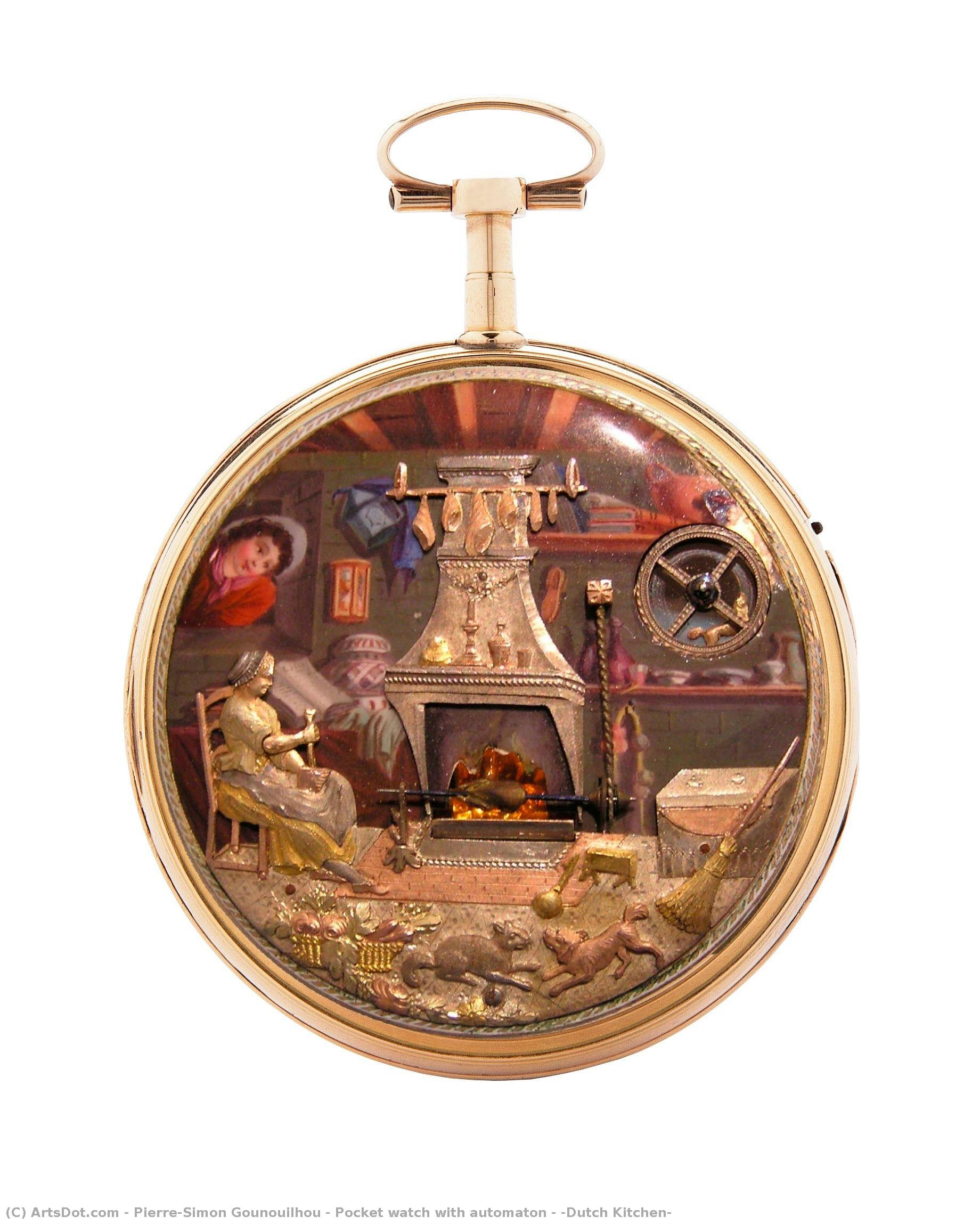 Pocket Watch With Automaton – “dutch Kitchen” — Pierre-simon Gounouilhou