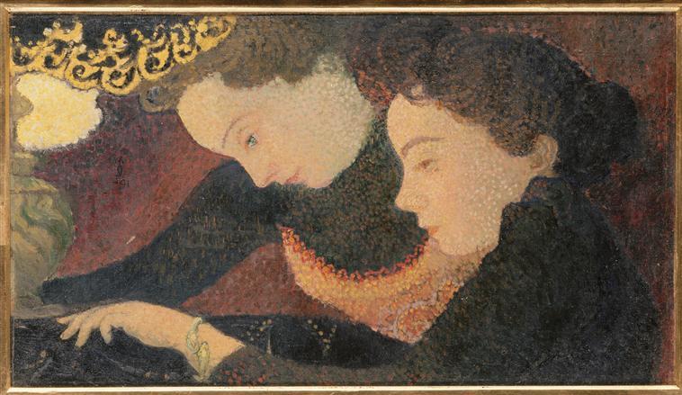 Jeunes Filles À La Lampe Les Deux Soeurs Sous La Lampe — Denis Maurice