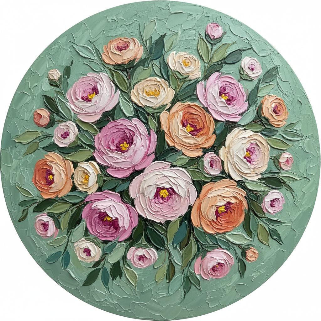 Eternal Bloom In Tondo: A Meditative Study Of Sculptural Pastel Florals — Christian Noiret