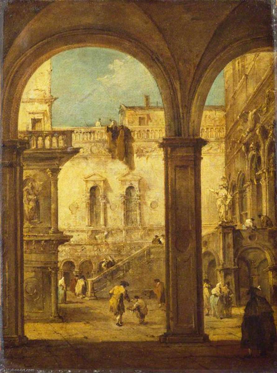 Capriccio With The Courtyard Of The Doge's Palace — Francesco Lazzaro Guardi