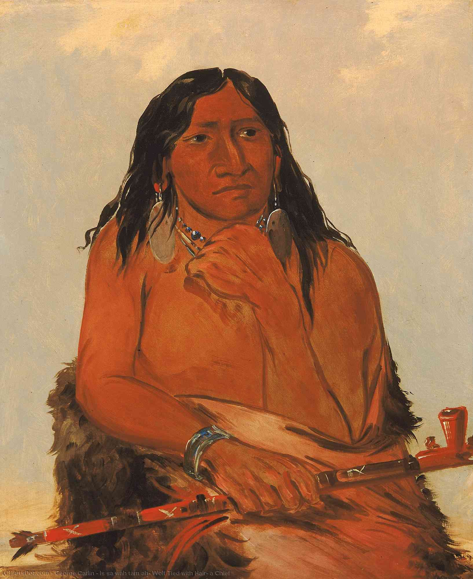 Is Sa Wáh Tám Ah, Lobo Atado Con Cabello, Un Jefe — George Catlin