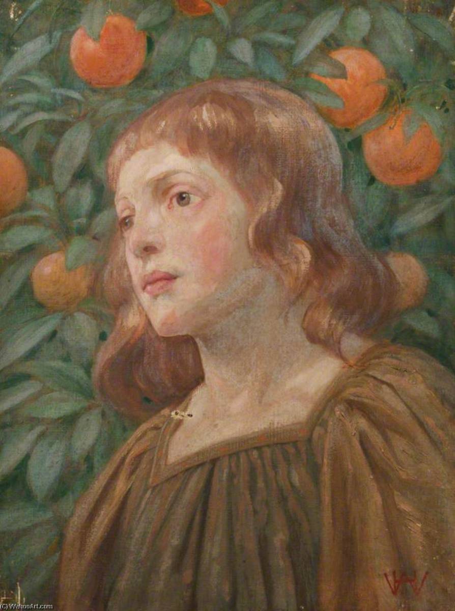 Portrait Of A Girl Against An Orange Tree — William Herbert Allen