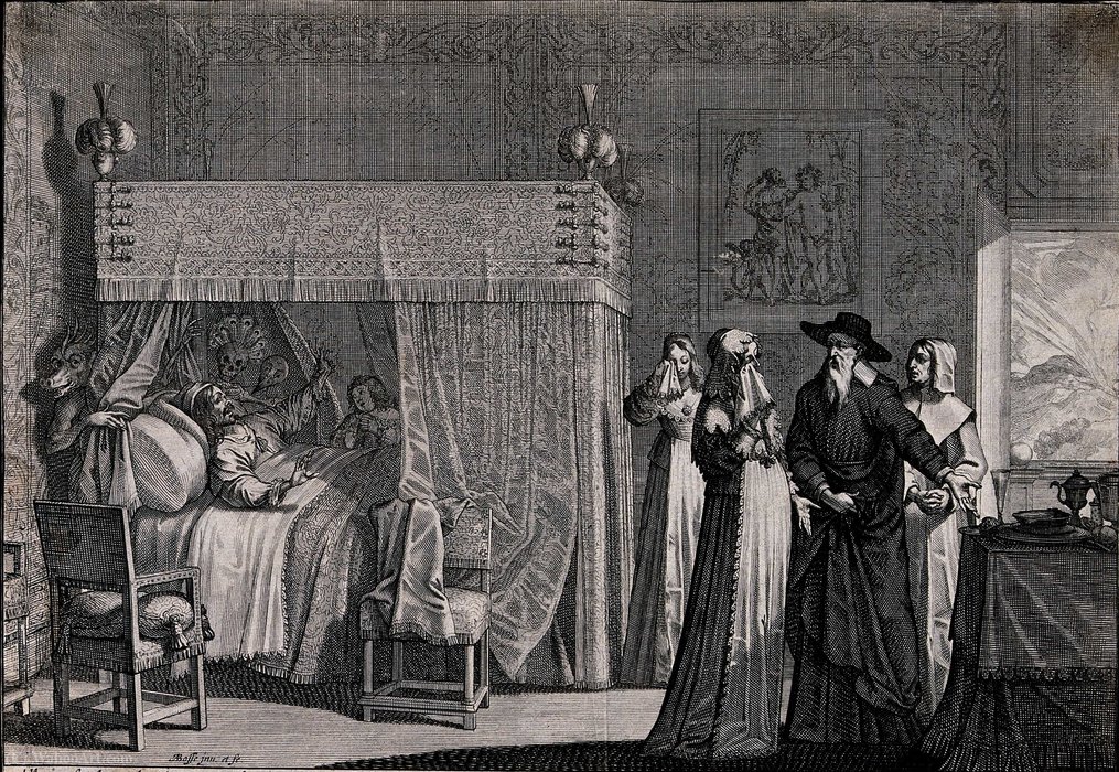 A Dying Man Lies In Bed Realizing That The Doctor Cannot Cur — Abraham Bosse