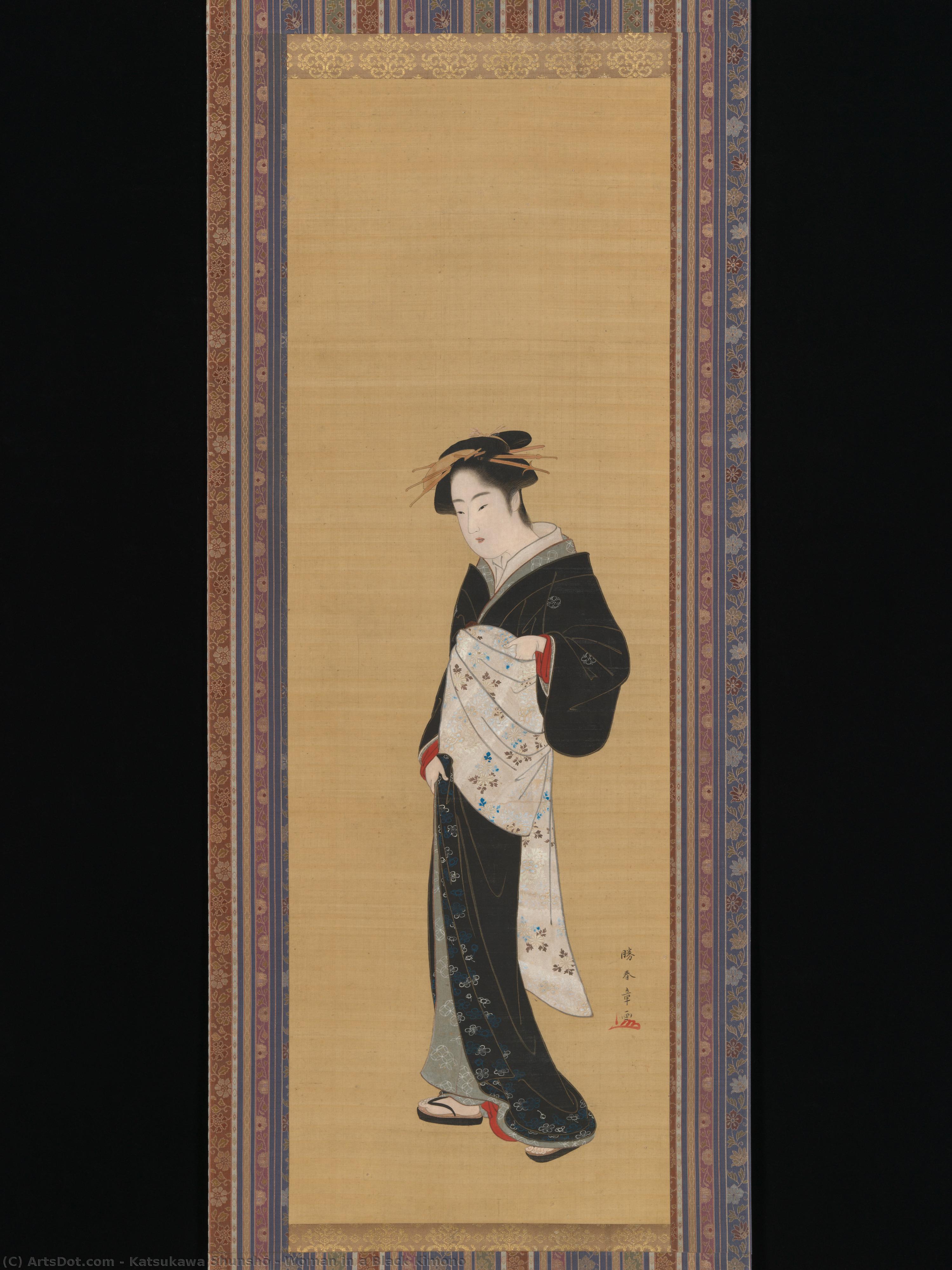 Woman In A Black Kimono — Katsukawa Shunshō