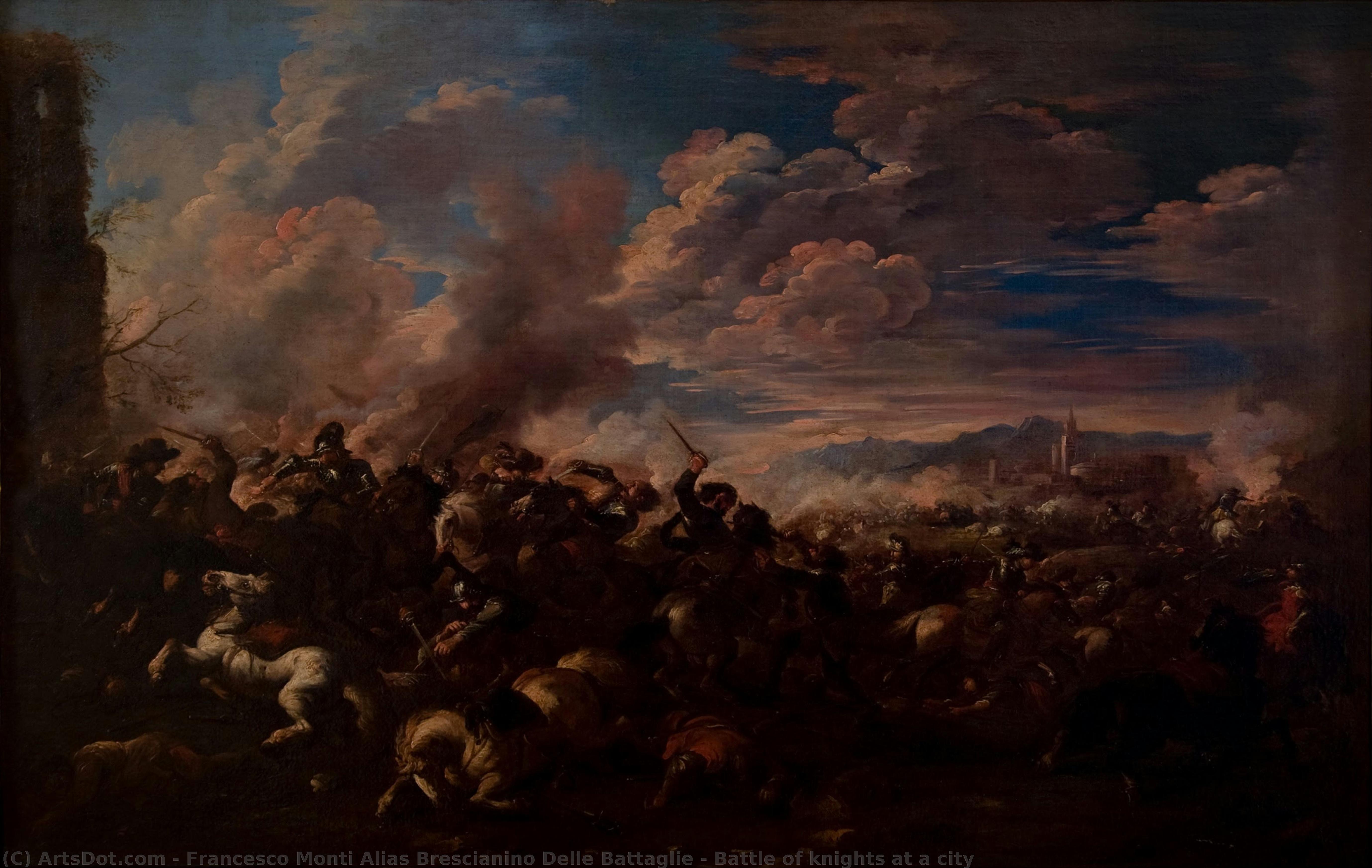 Battle Of Knights At A City — Francesco Monti Alias Brescianino Delle Battaglie