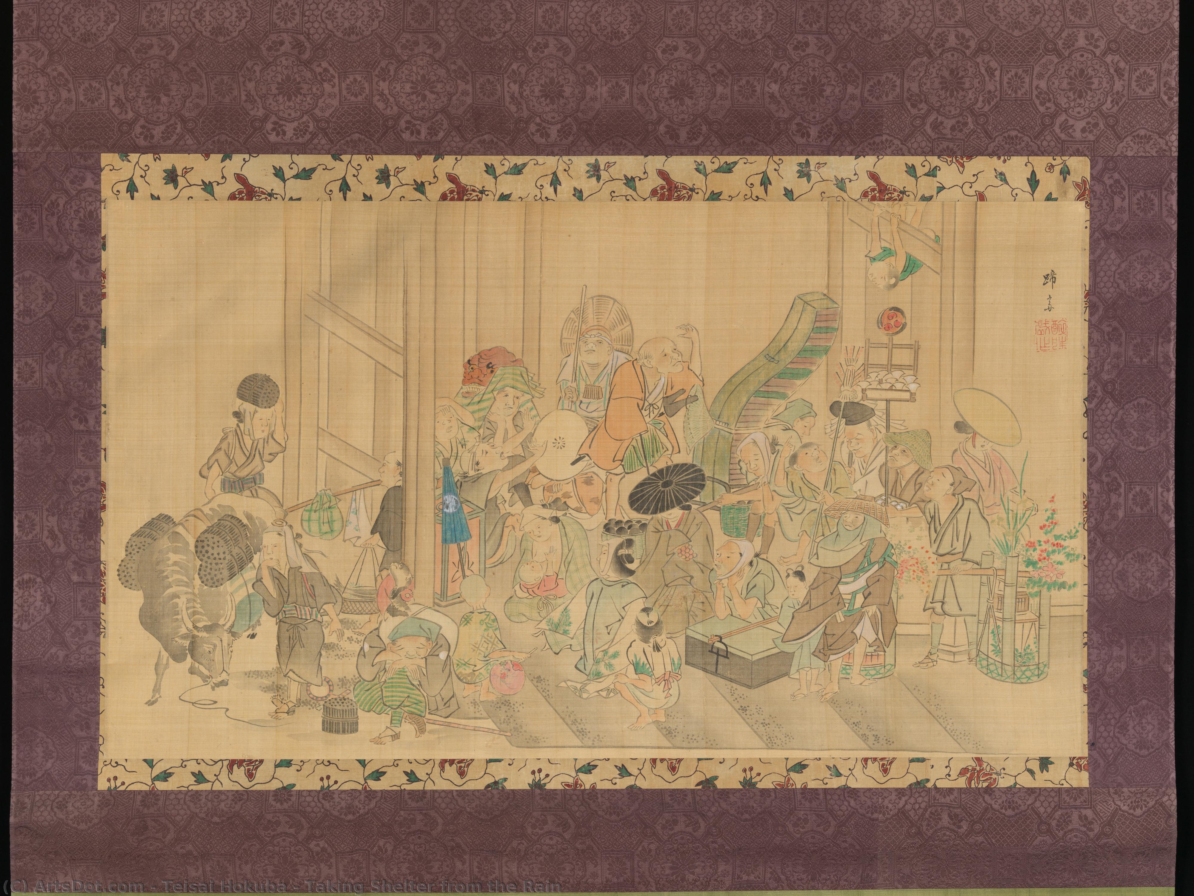 Taking Shelter From The Rain — Teisai Hokuba