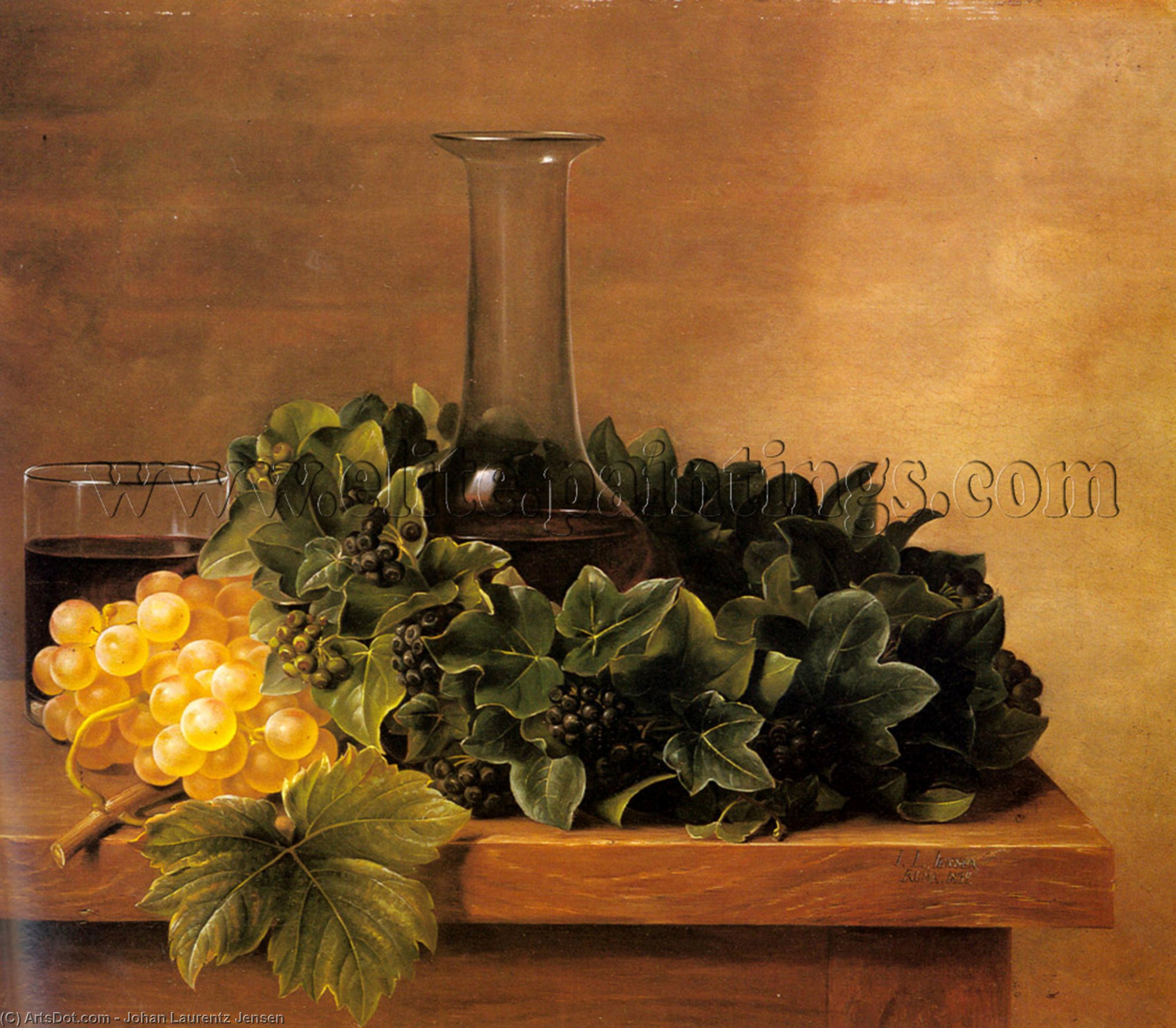 Johna Laurents A Still Life With Grapes And Wines On A Table — Johan Laurentz Jensen