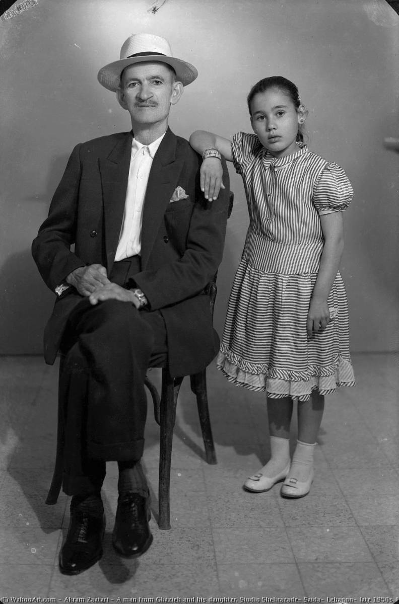 A Man From Ghazieh And His Daughter. Studio Shehrazade, Saida, Lebanon, Late 1950s. Hashem El Madani — Akram Zaatari
