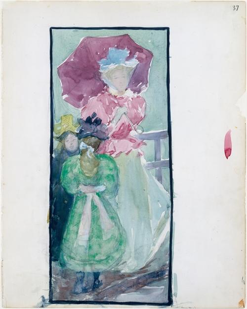 Two Young Girls And A Woman With A Parasol — Maurice Brazil Prendergast