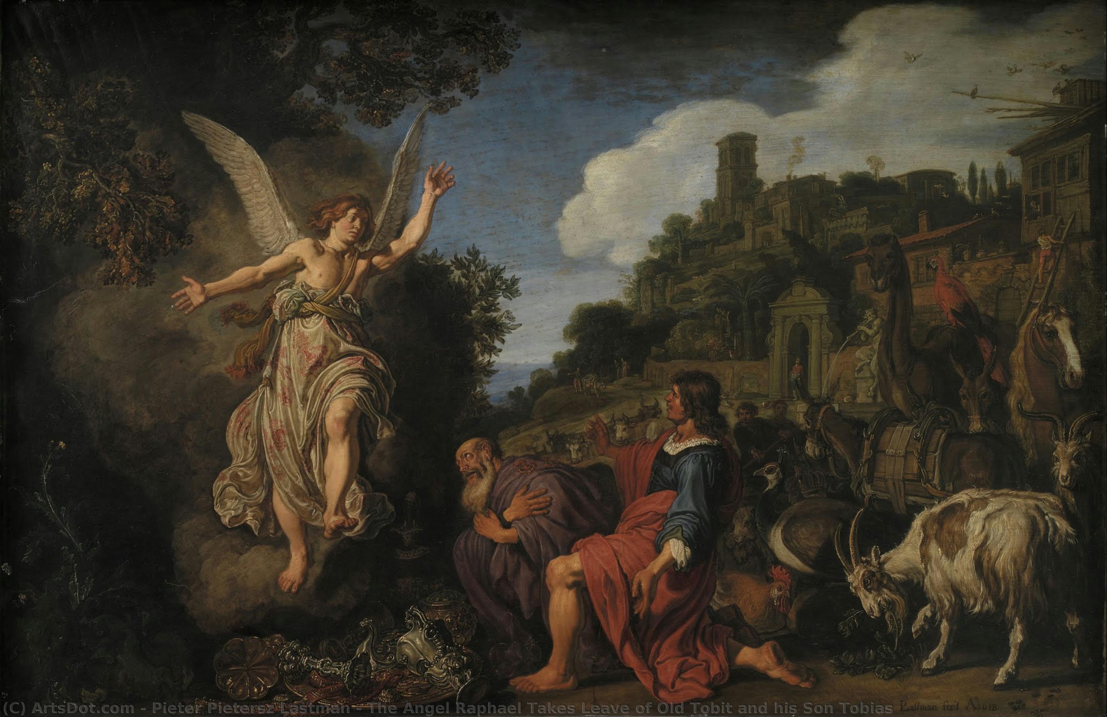 The Angel Raphael Takes Leave Of Old Tobit And His Son Tobias — Pieter Pietersz Lastman