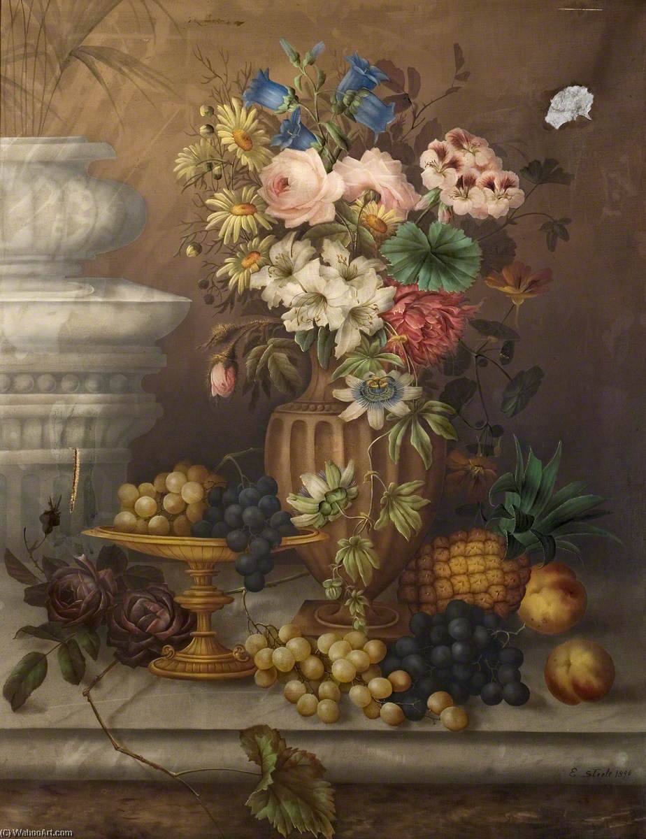 Still Life Of Flowers And Fruit — Edwin Steele
