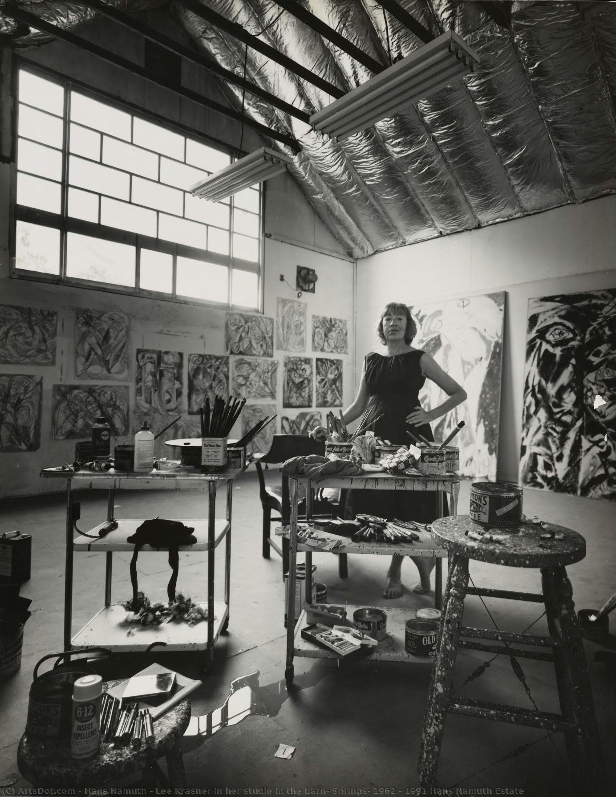 Lee Krasner In Her Studio In The Barn, Springs, 1962 © 1991 Hans Namuth Estate — Hans Namuth