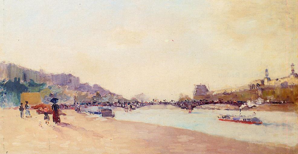 Paris, The Seine And The Pont Des Saint-peres, With The Louvre — Albert-charles Lebourg