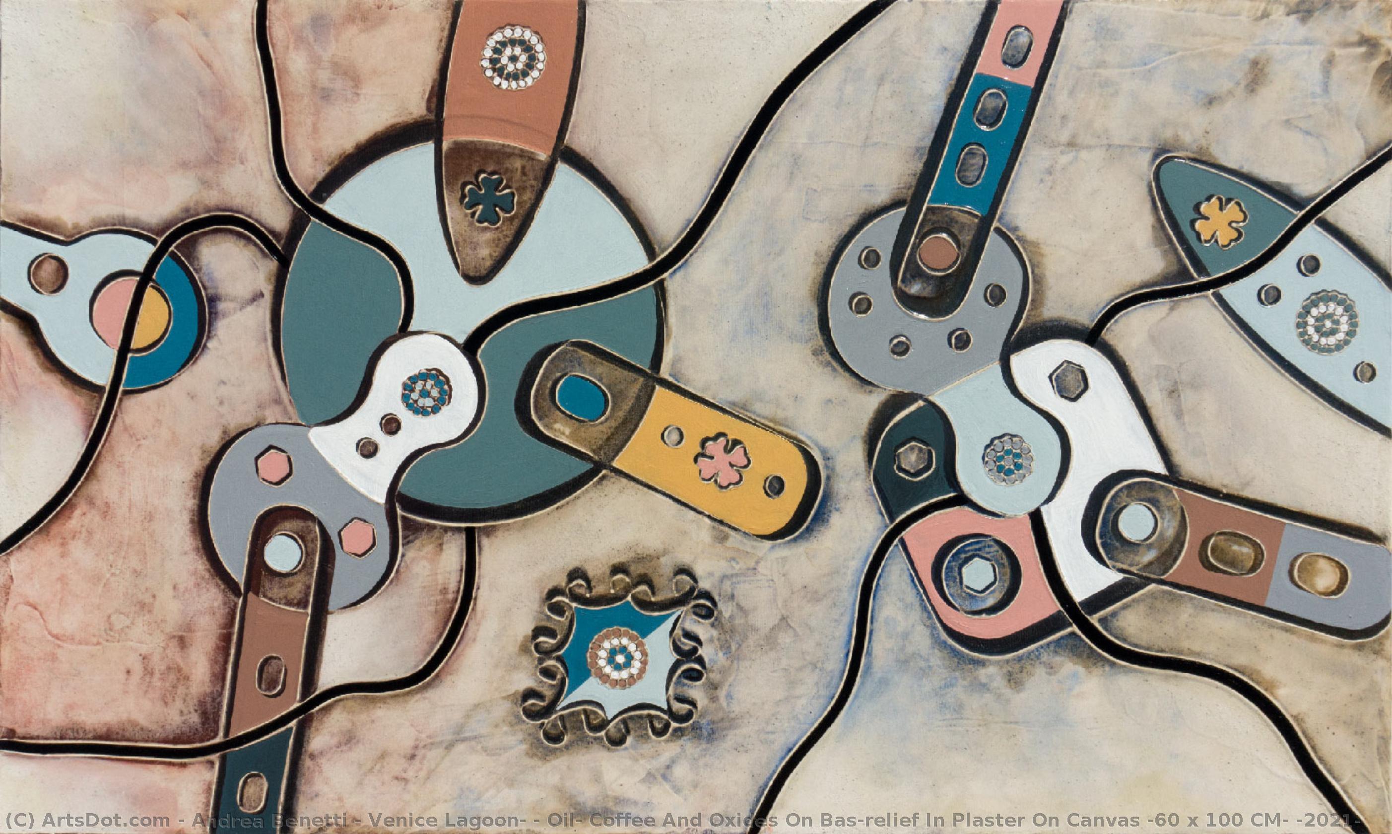 Venice Lagoon, , Oil, Coffee And Oxides On Bas-relief In Plaster On Canvas (60 X 100 Cm) (2021) — Andrea Benetti