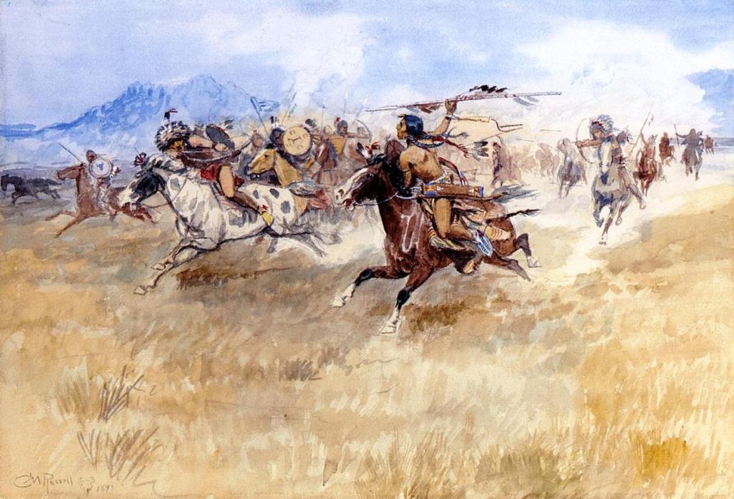 The Battle Between The Blackfeet And The Piegans — Charles Marion Russell