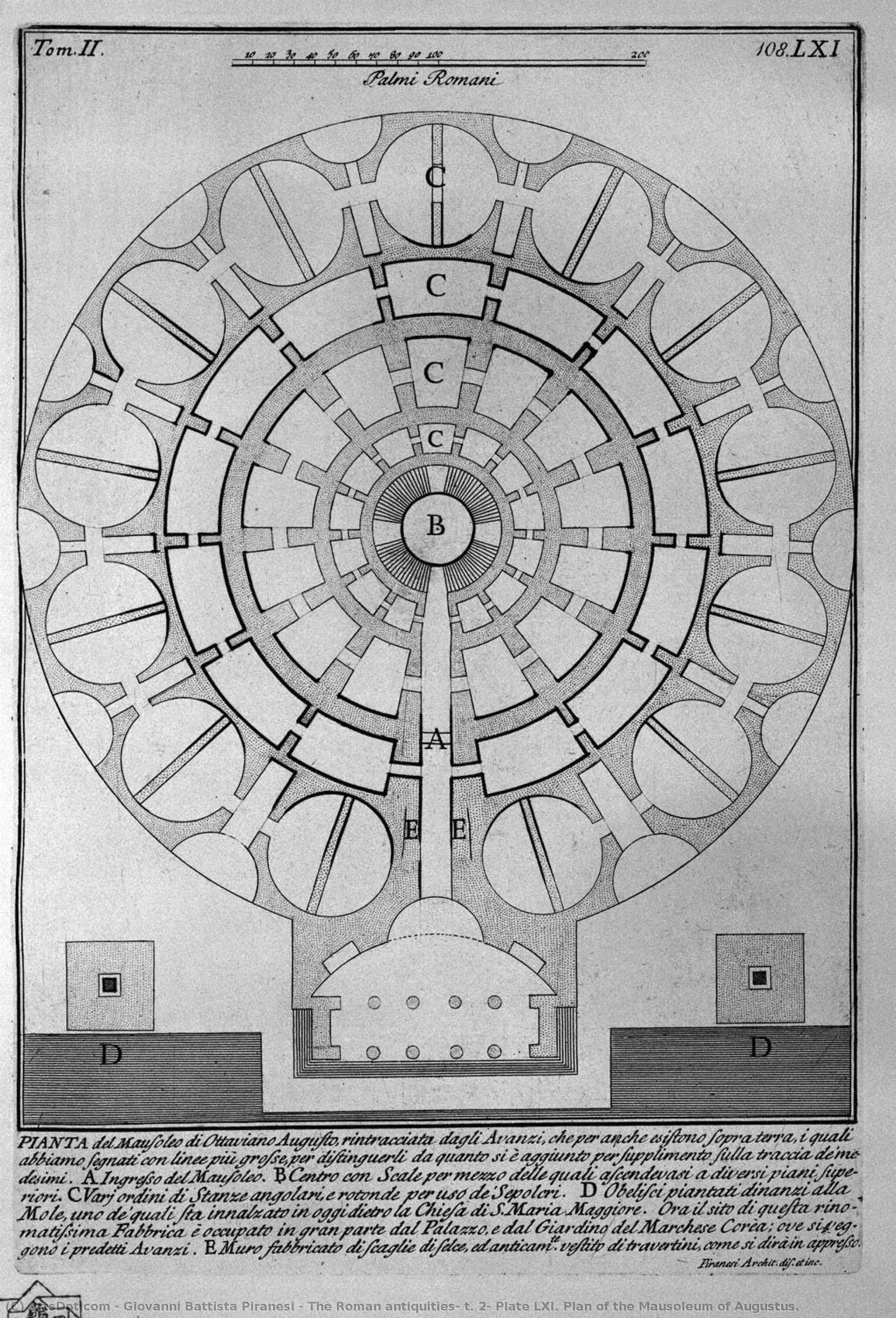 The Roman Antiquities, T. 2, Plate Lxi. Plan Of The Mausoleum Of Augustus. — Giovanni Battista Piranesi