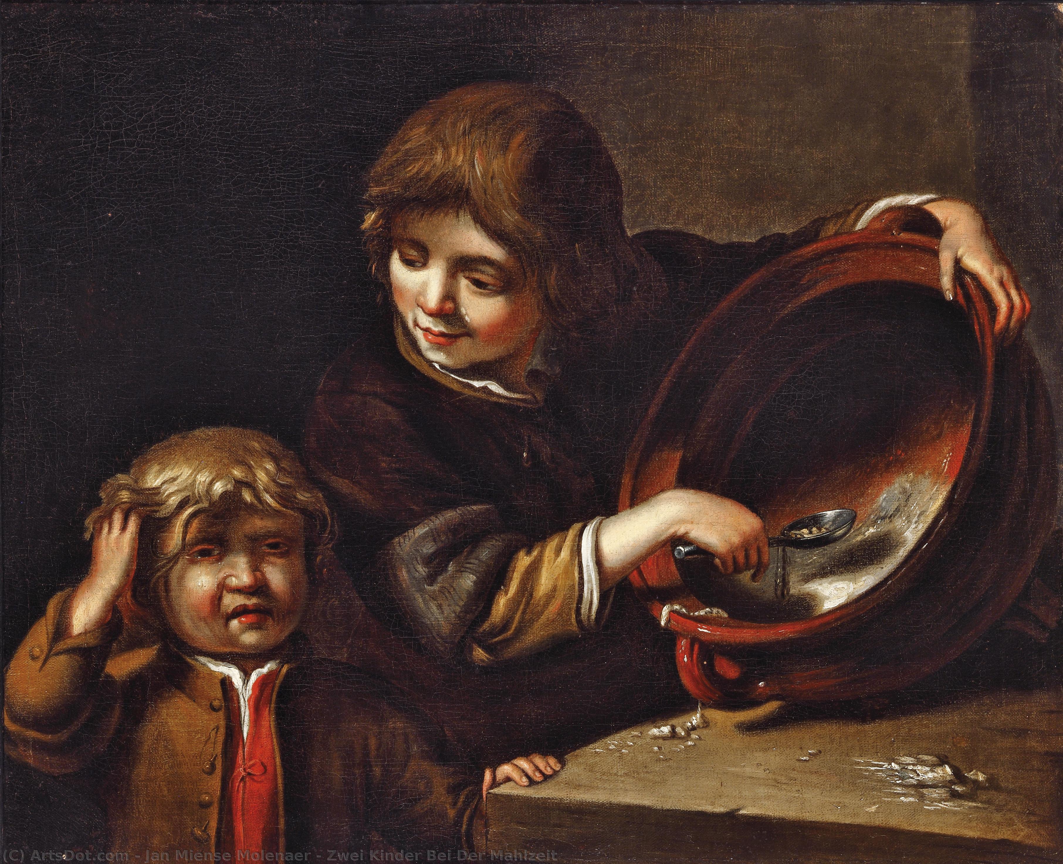 Zwei Kinder Bei Der Mahlzeit — Jan Miense Molenaer