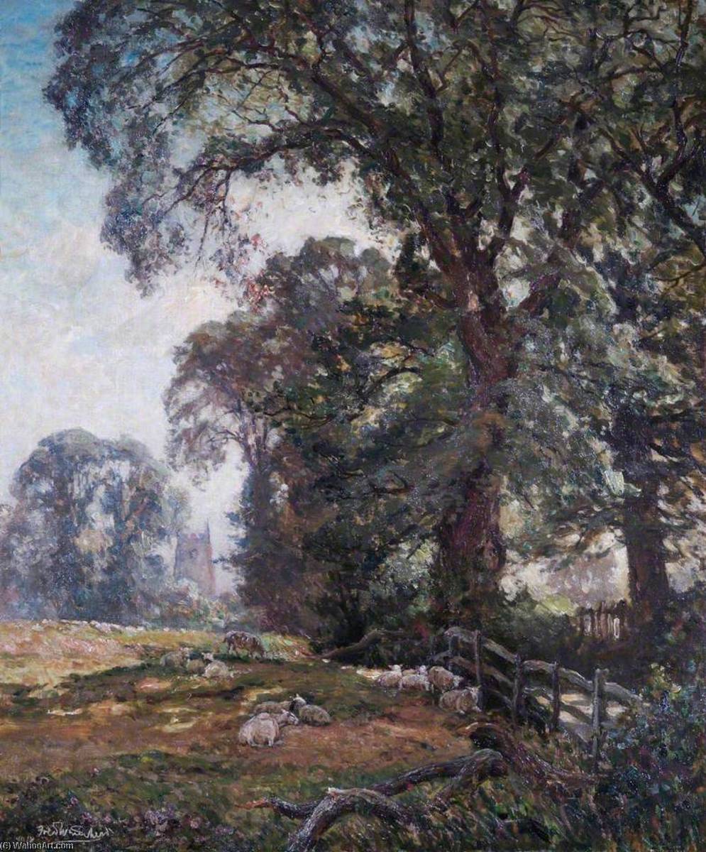 Landscape With Lillington Church, Warwickshire, In The Background — Frederick William Newton Whitehead
