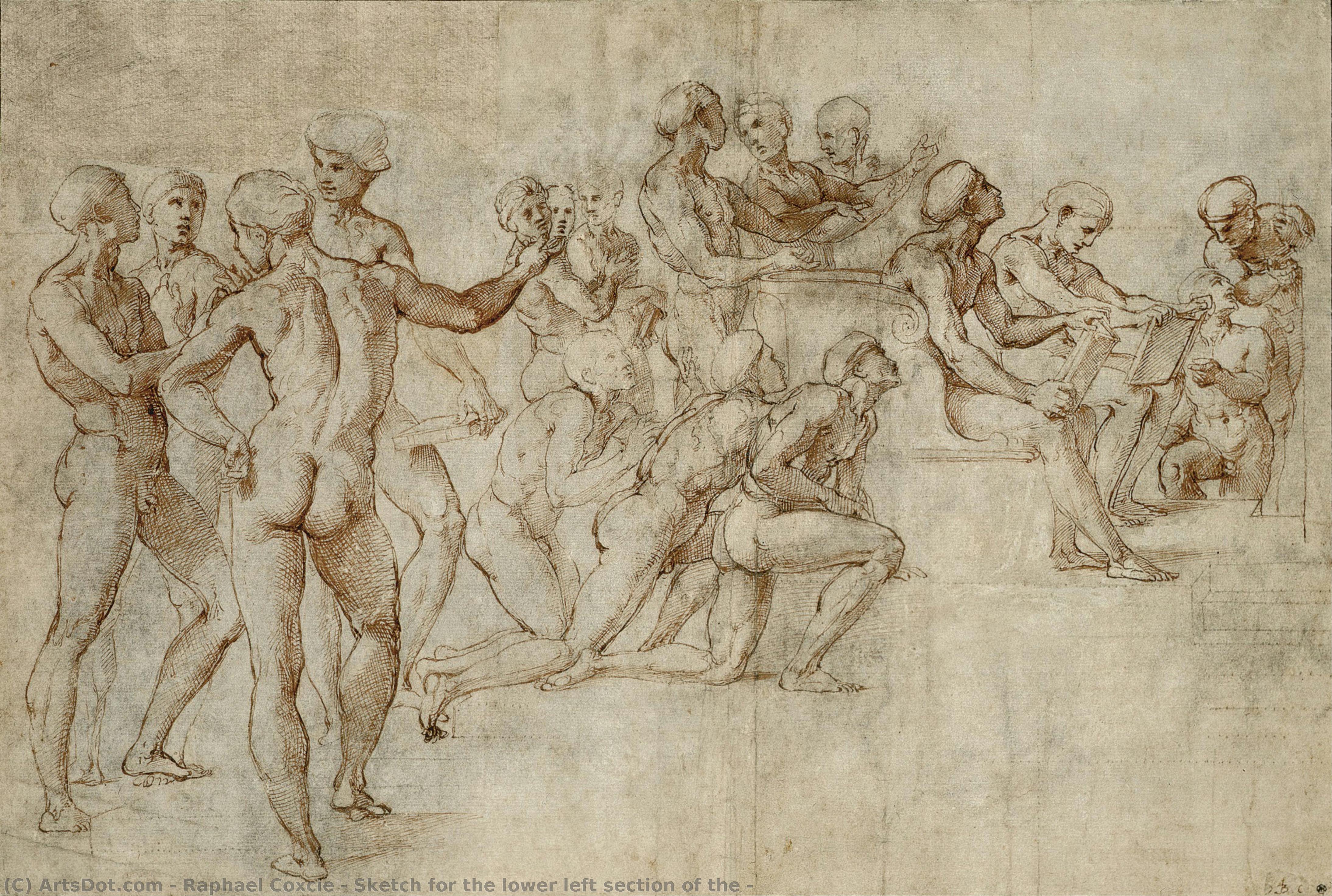 Sketch For The Lower Left Section Of The — Raphael Coxcie
