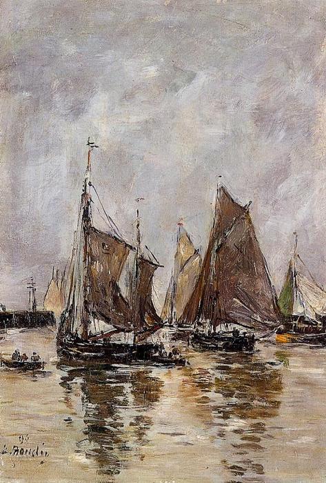 Trouville, Sardine Boats Getting Underway — Eugène Louis Boudin
