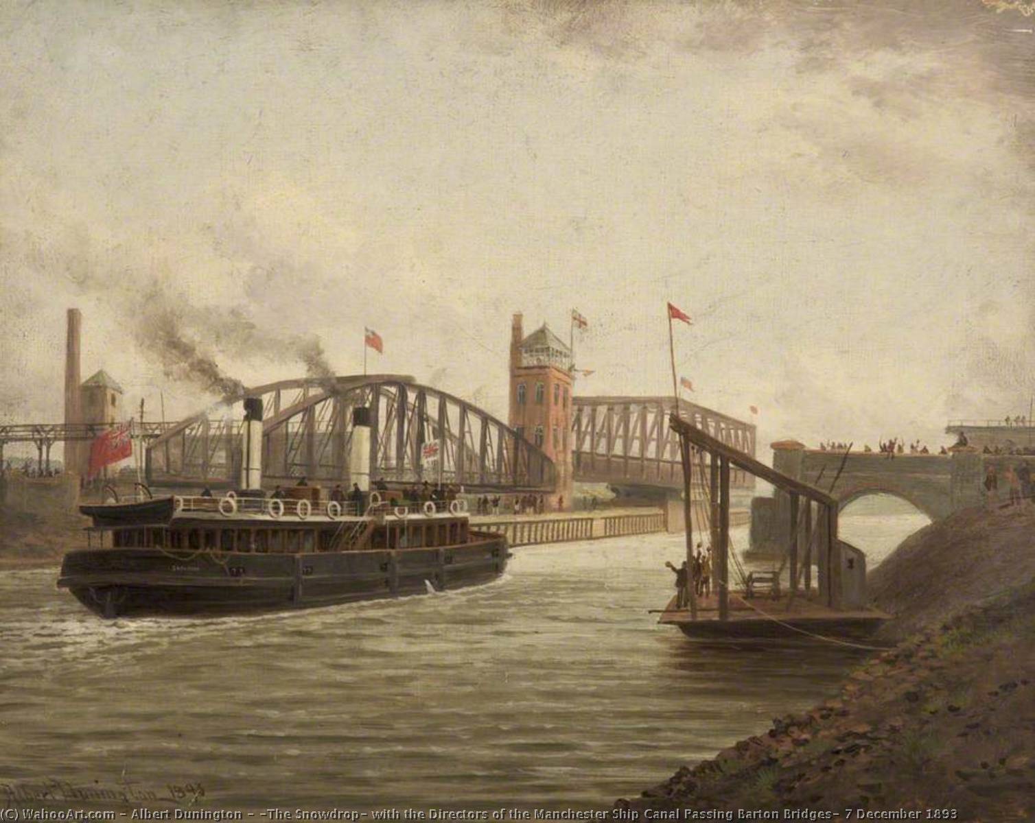 'the Snowdrop' With The Directors Of The Manchester Ship Canal Passing Barton Bridges, 7 December 1893 — Albert Dunington
