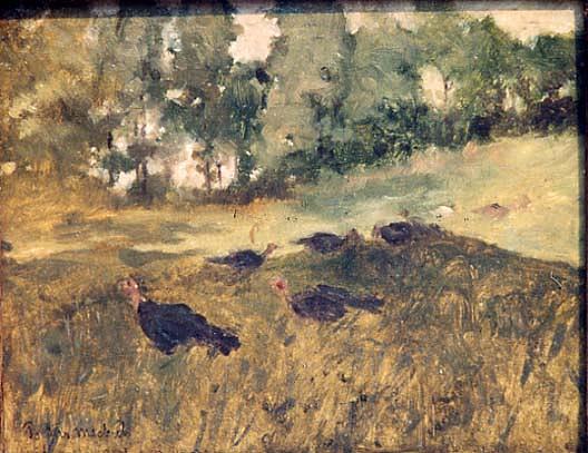 Wild Turkeys In The Grass, (painting) — Arthur B. Davies