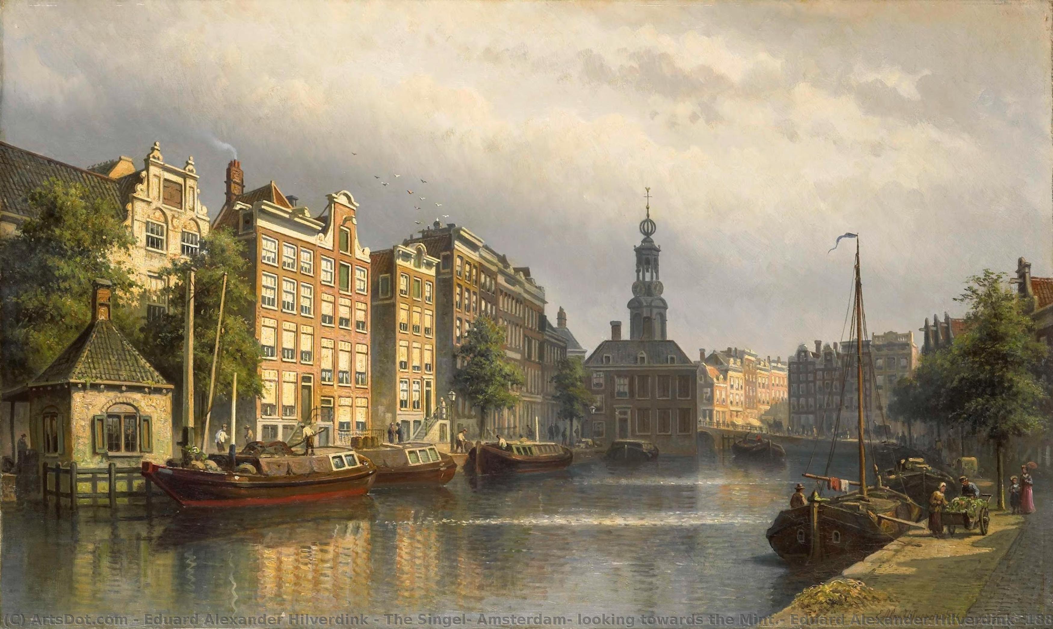 The Singel, Amsterdam, Looking Towards The Mint., Eduard Alexander Hilverdink, 1884 - 1886 — Eduard Alexander Hilverdink