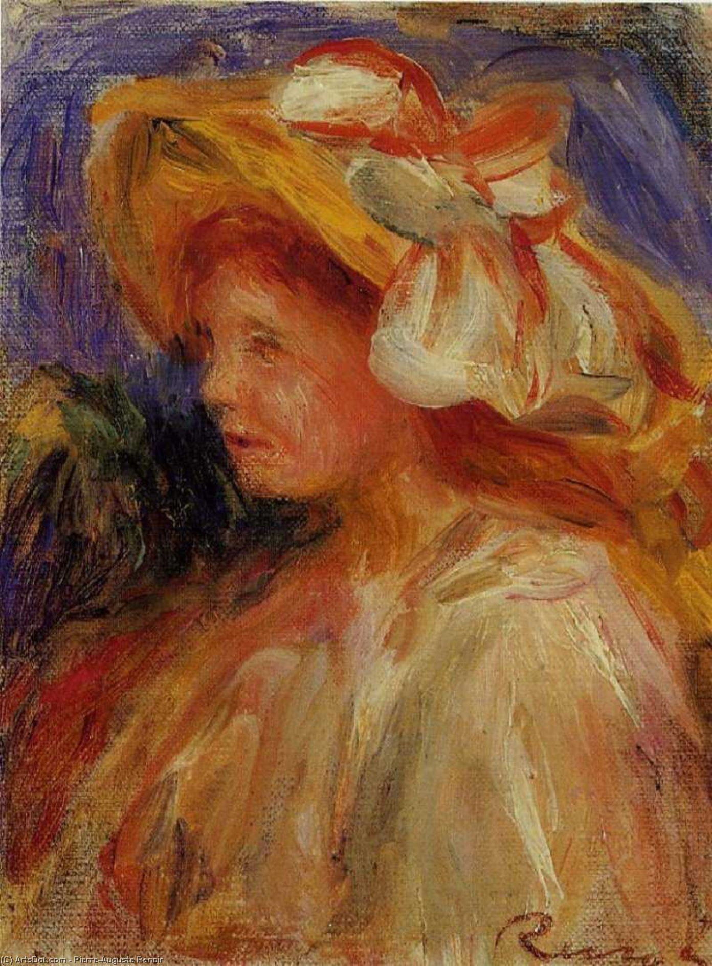 Retrato De Una Joven Con Sombrero — Pierre-auguste Renoir