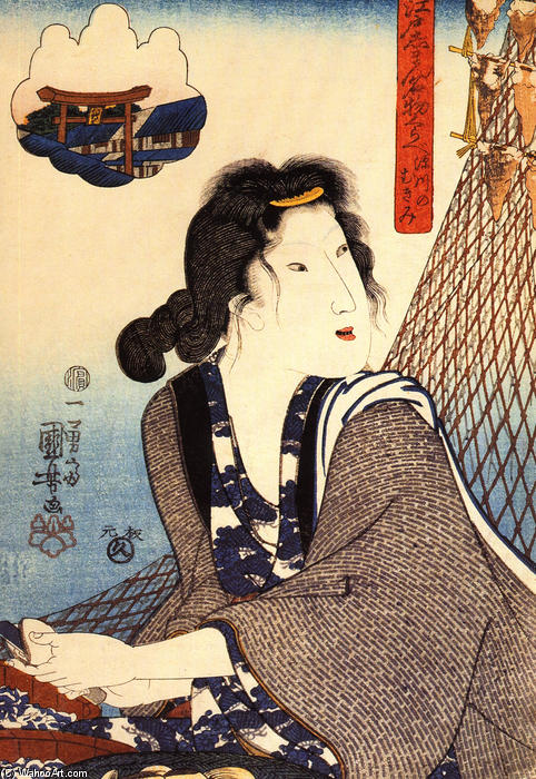 Opening Shellfish At Fukagawa — Utagawa Kuniyoshi