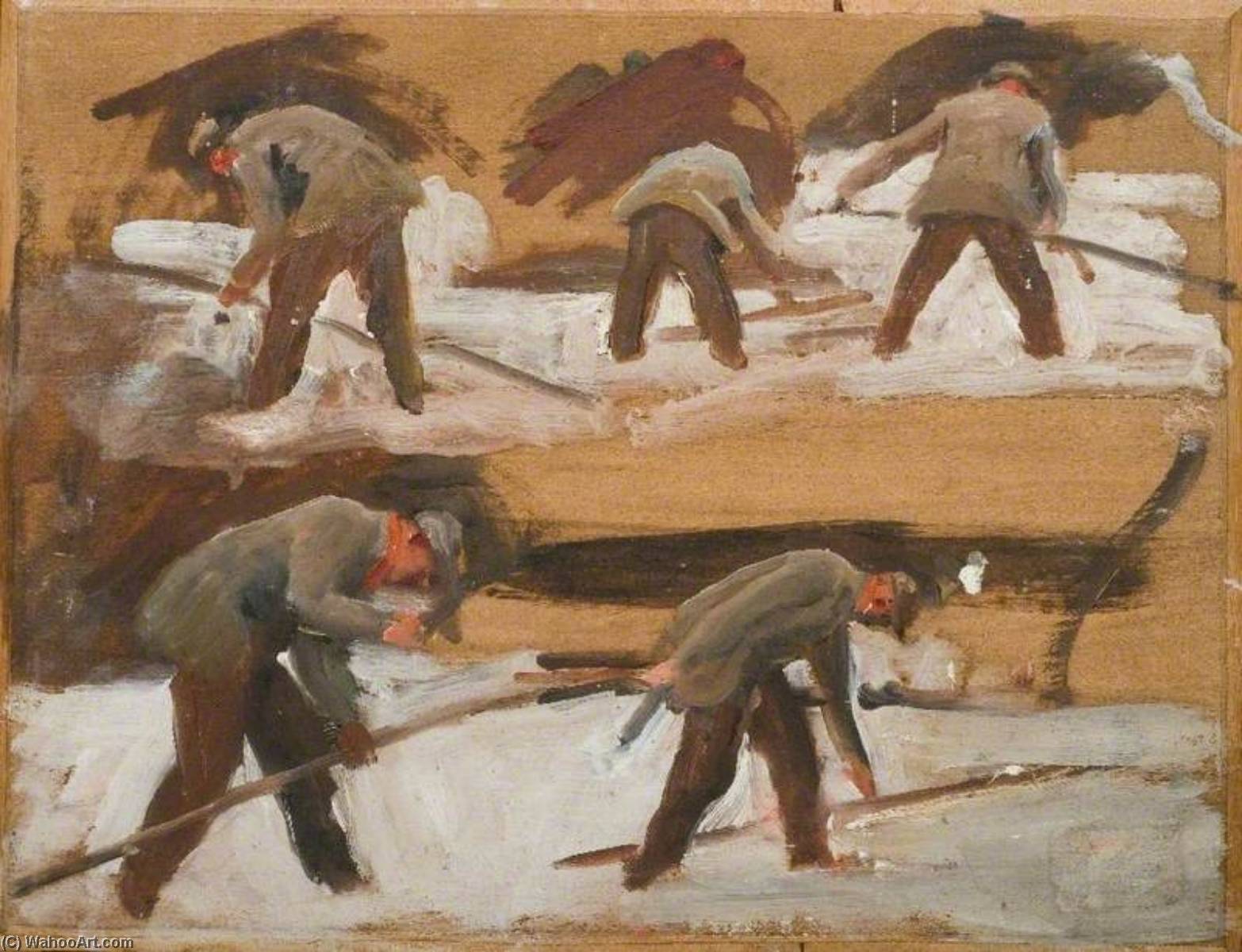 Studies Of A Man Clearing Snow — Sir Alfred James Munnings