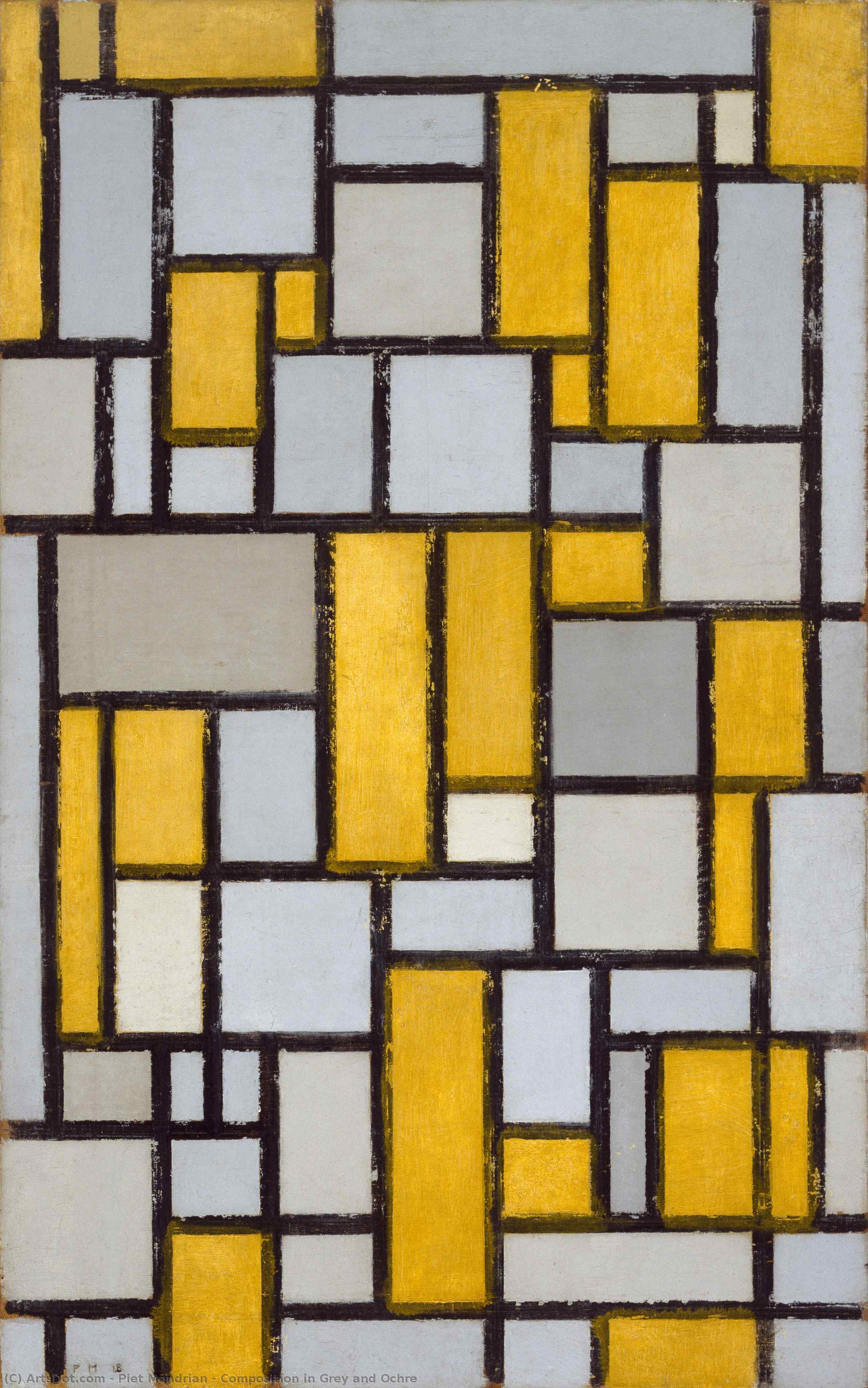 Composition In Grey And Ochre — Piet Mondrijan
