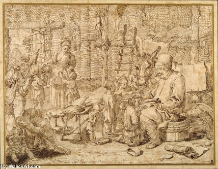 Polcinello Keeps School In A Barn — Pier Leone Ghezzi
