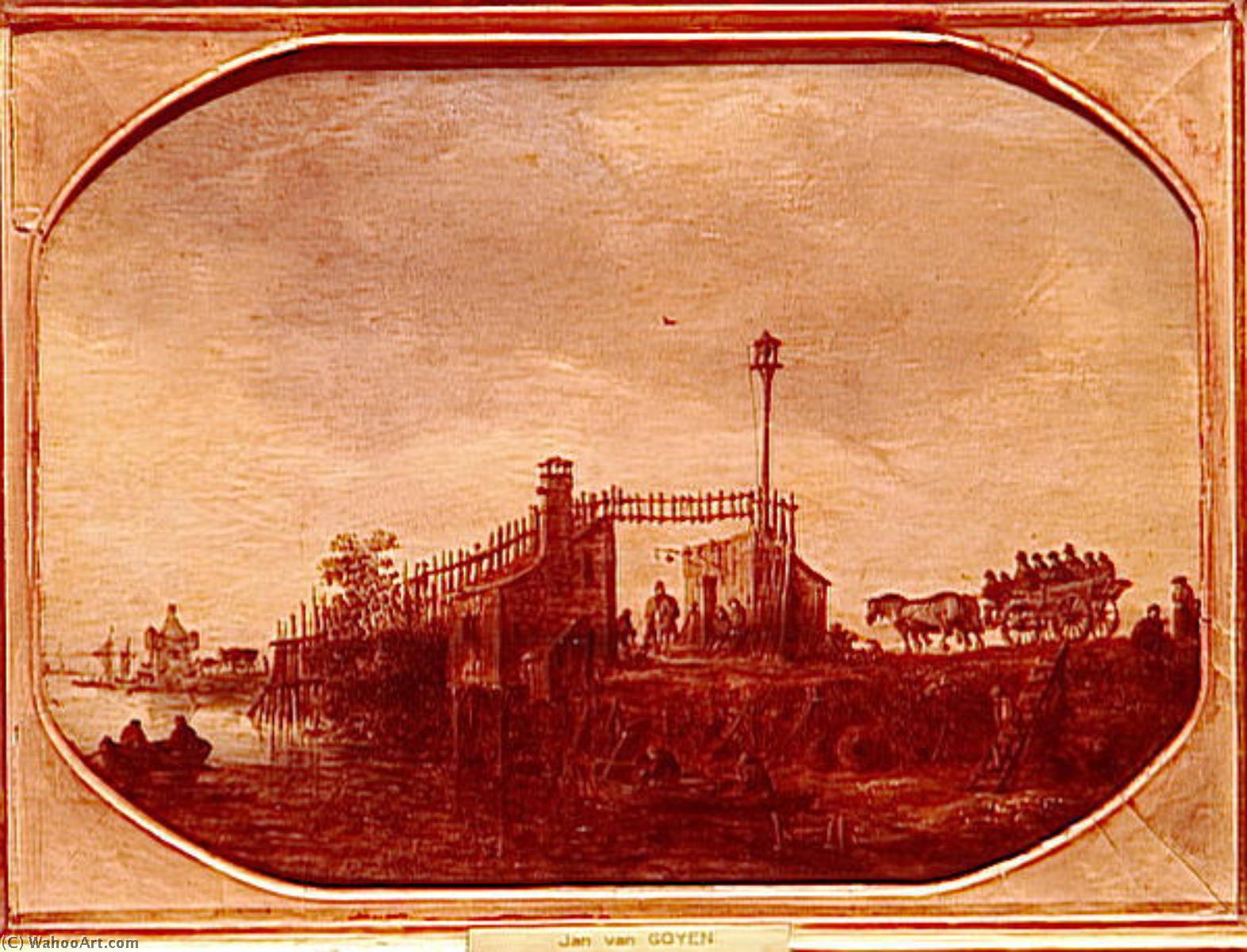 Landschaft Mit Karre Auf Einem Deich — Jan Van Goyen