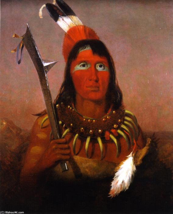 Winnebago With Bear-claw Necklace And Spiked Club — Charles Deas