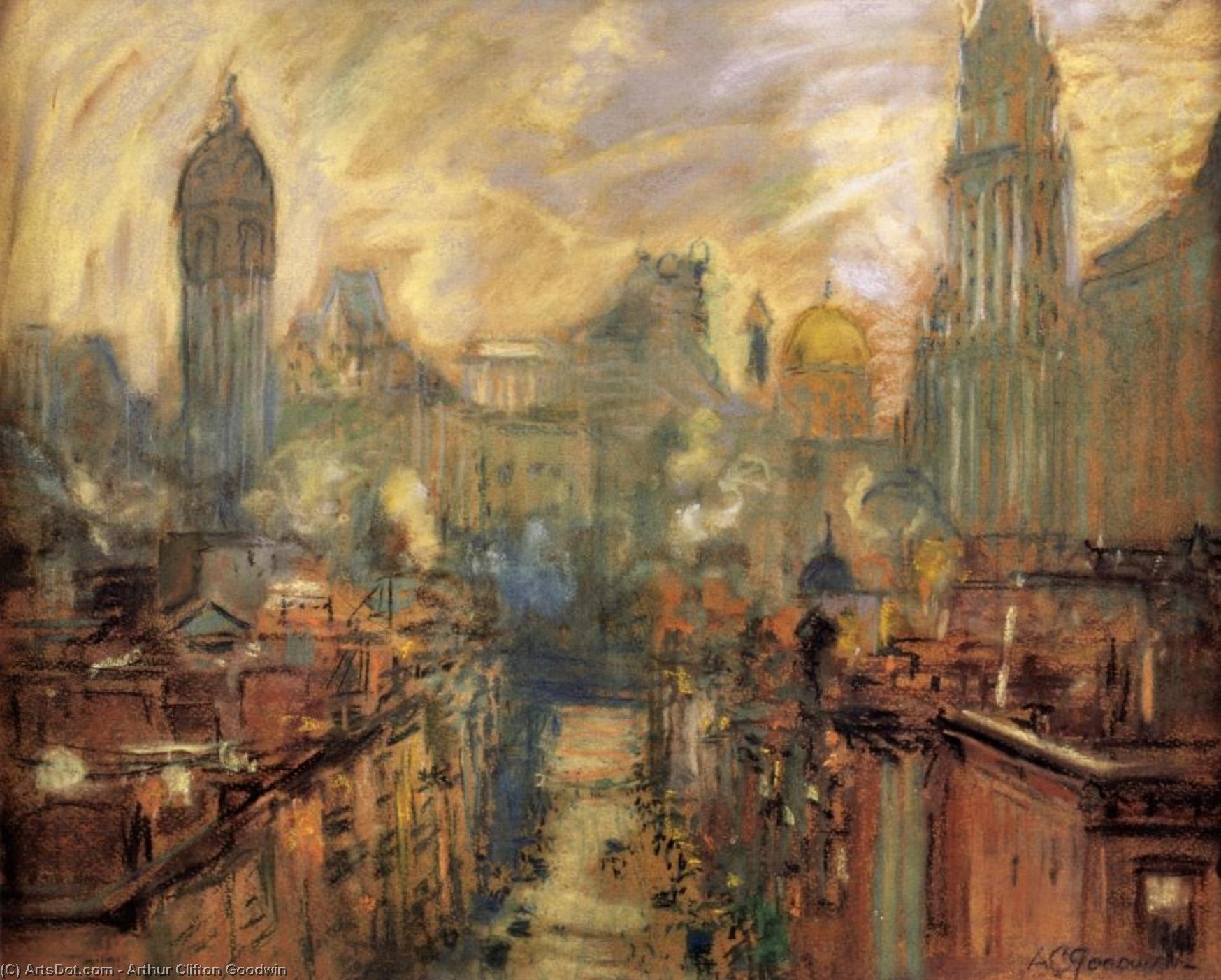 Lower New York From Manhattan Bridge — Arthur Clifton Goodwin