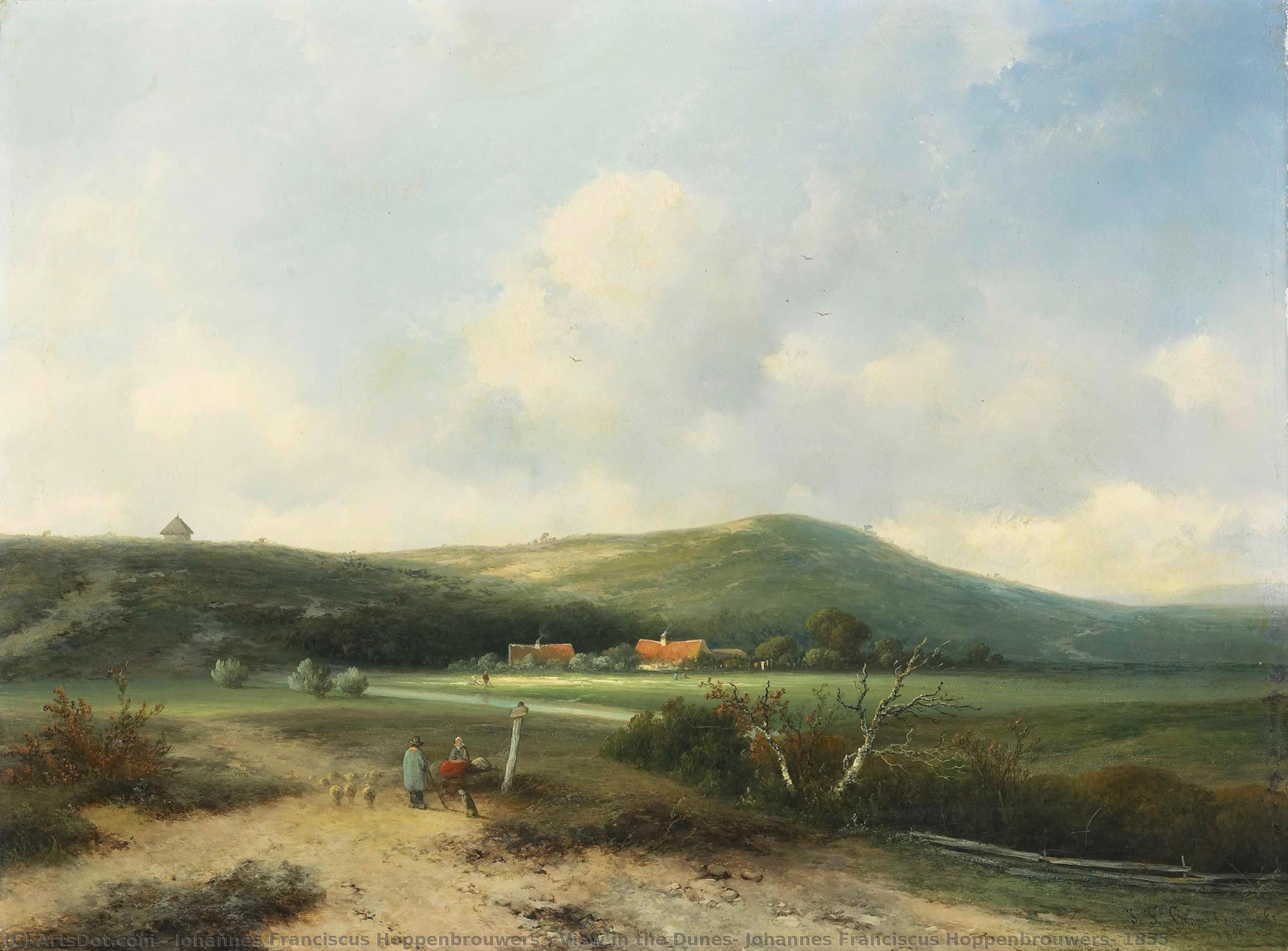 View In The Dunes, Johannes Franciscus Hoppenbrouwers, 1855 — Johannes Franciscus Hoppenbrouwers