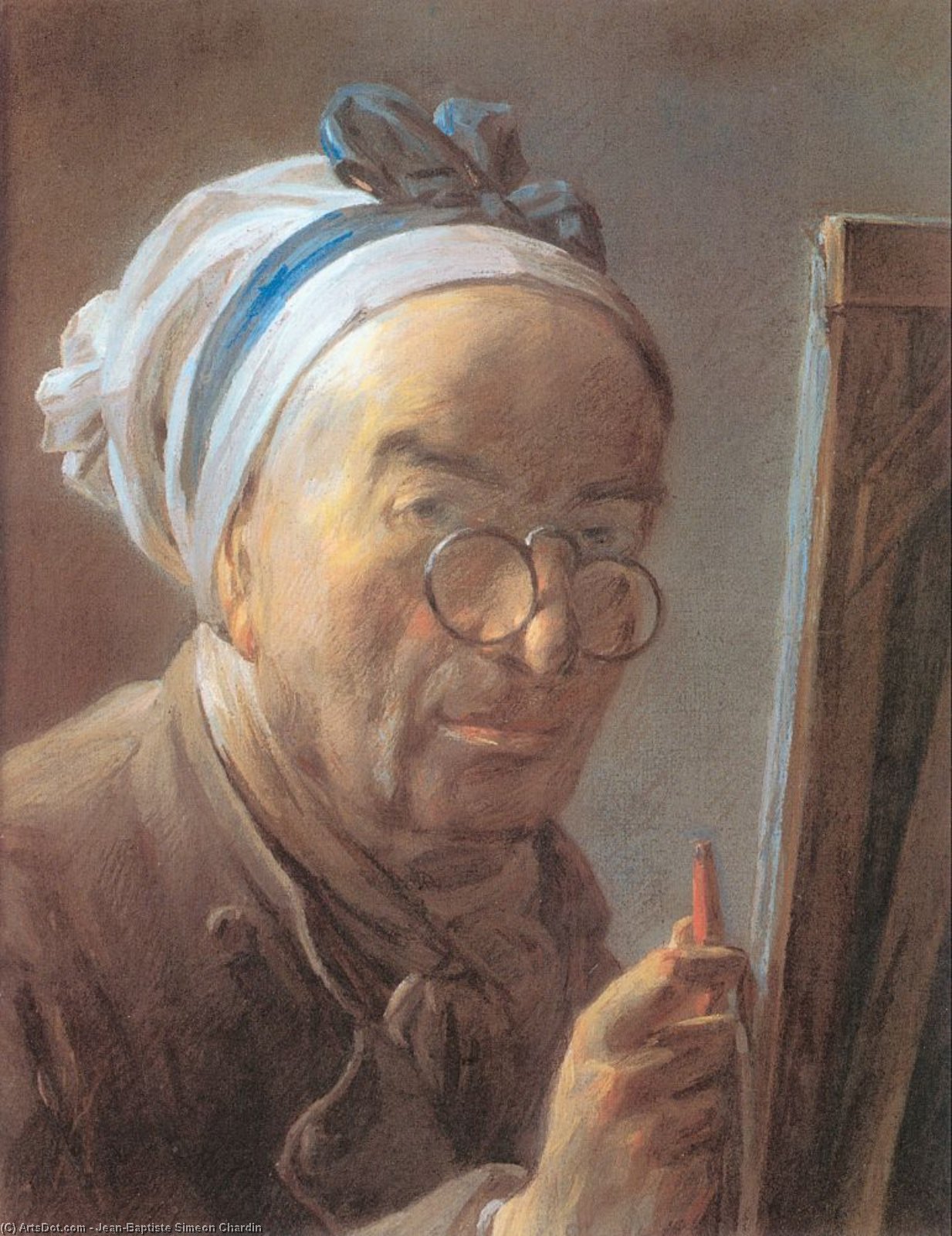 Self-portrait With An Easel — Jean-baptiste-siméon Chardin