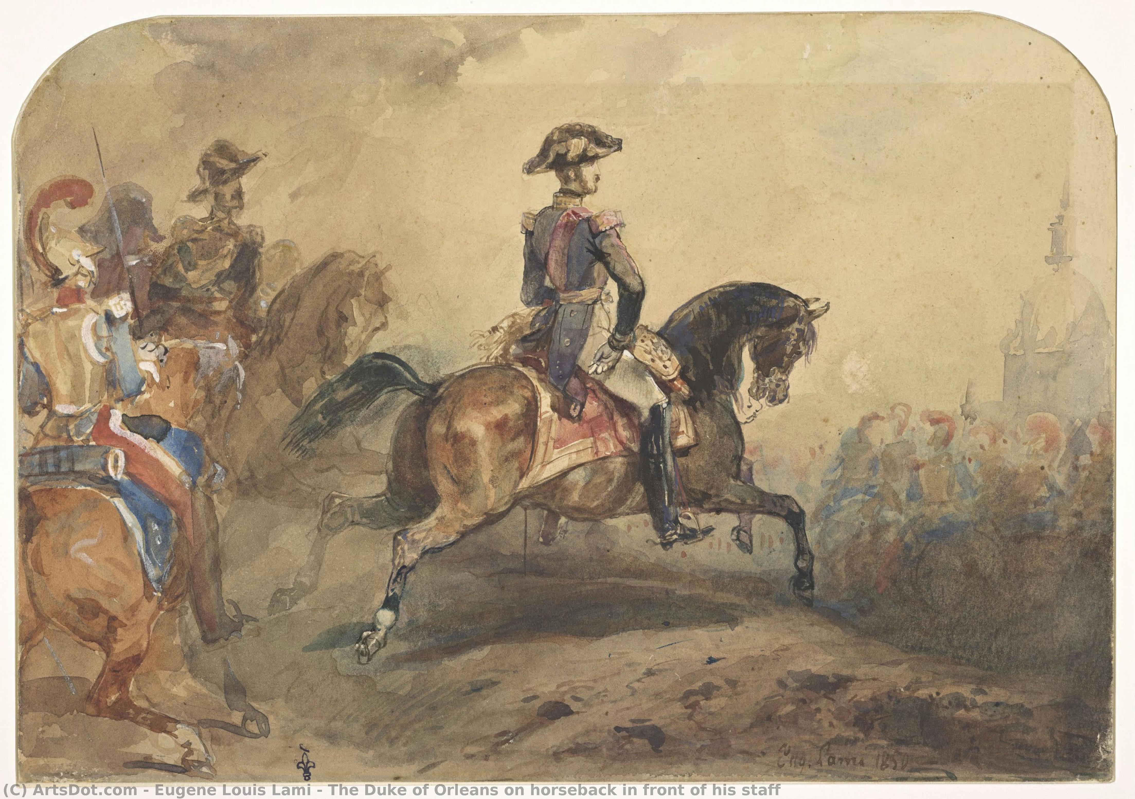 The Duke Of Orleans On Horseback In Front Of His Staff — Eugene Louis Lami