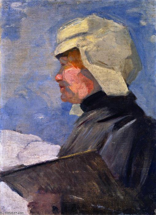 María Franck Con Paleta (también Conocida Como María Franck Pintando En La Nieve) — Franz Marc