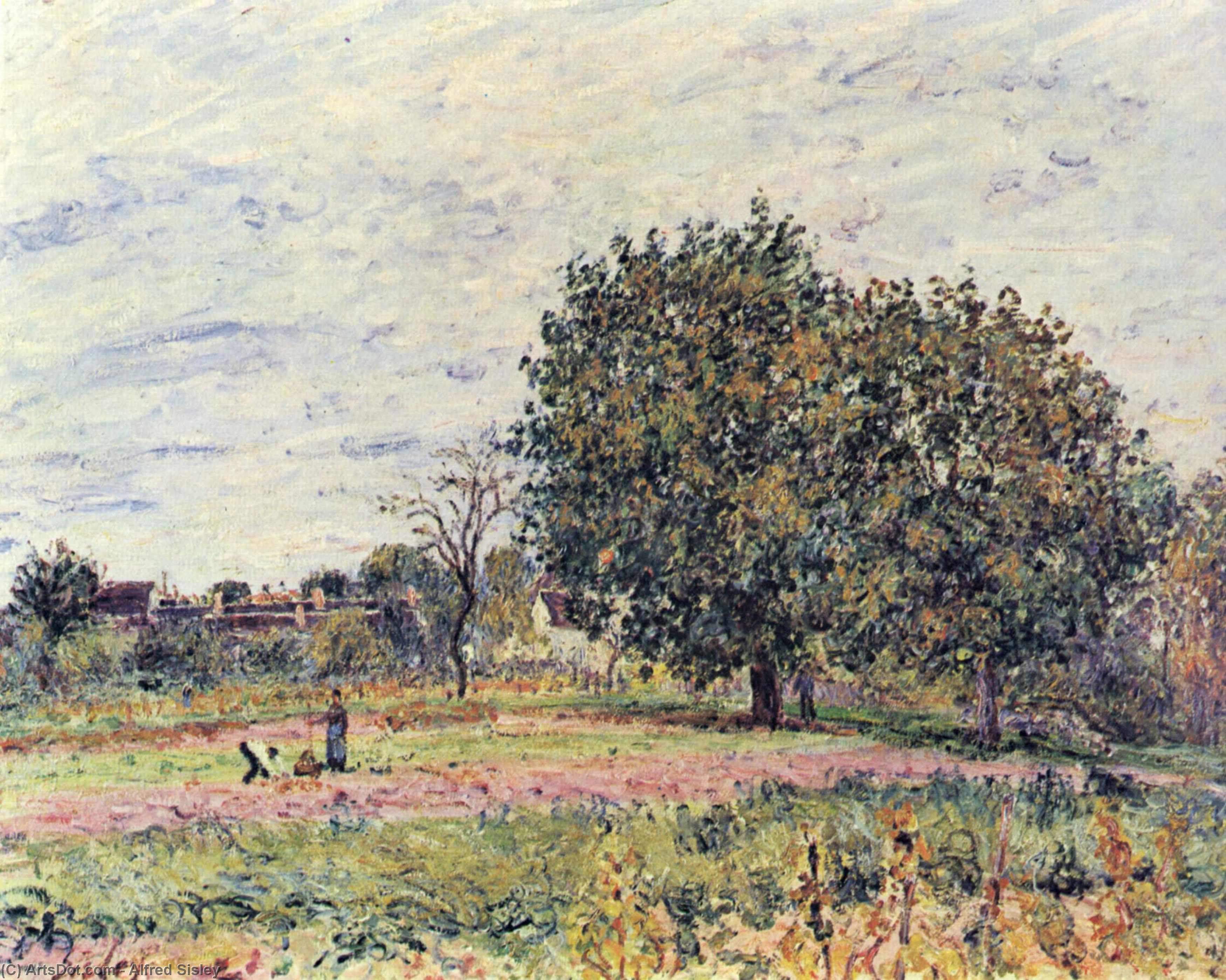 Walnut Trees At Sunset In Early October — Alfred Sisley