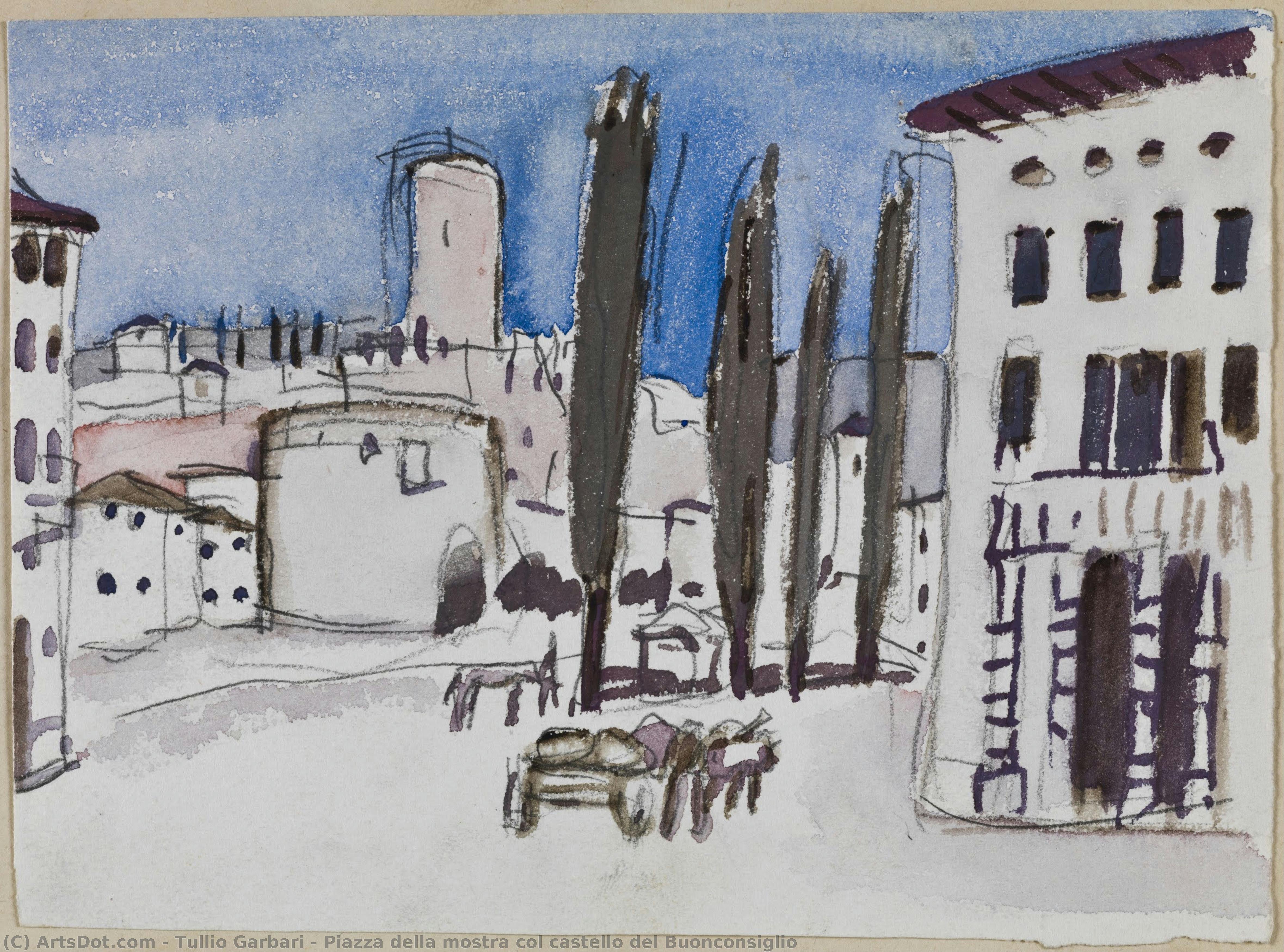Piazza Della Mostra Col Castello Del Buonconsiglio — Tullio Garbari