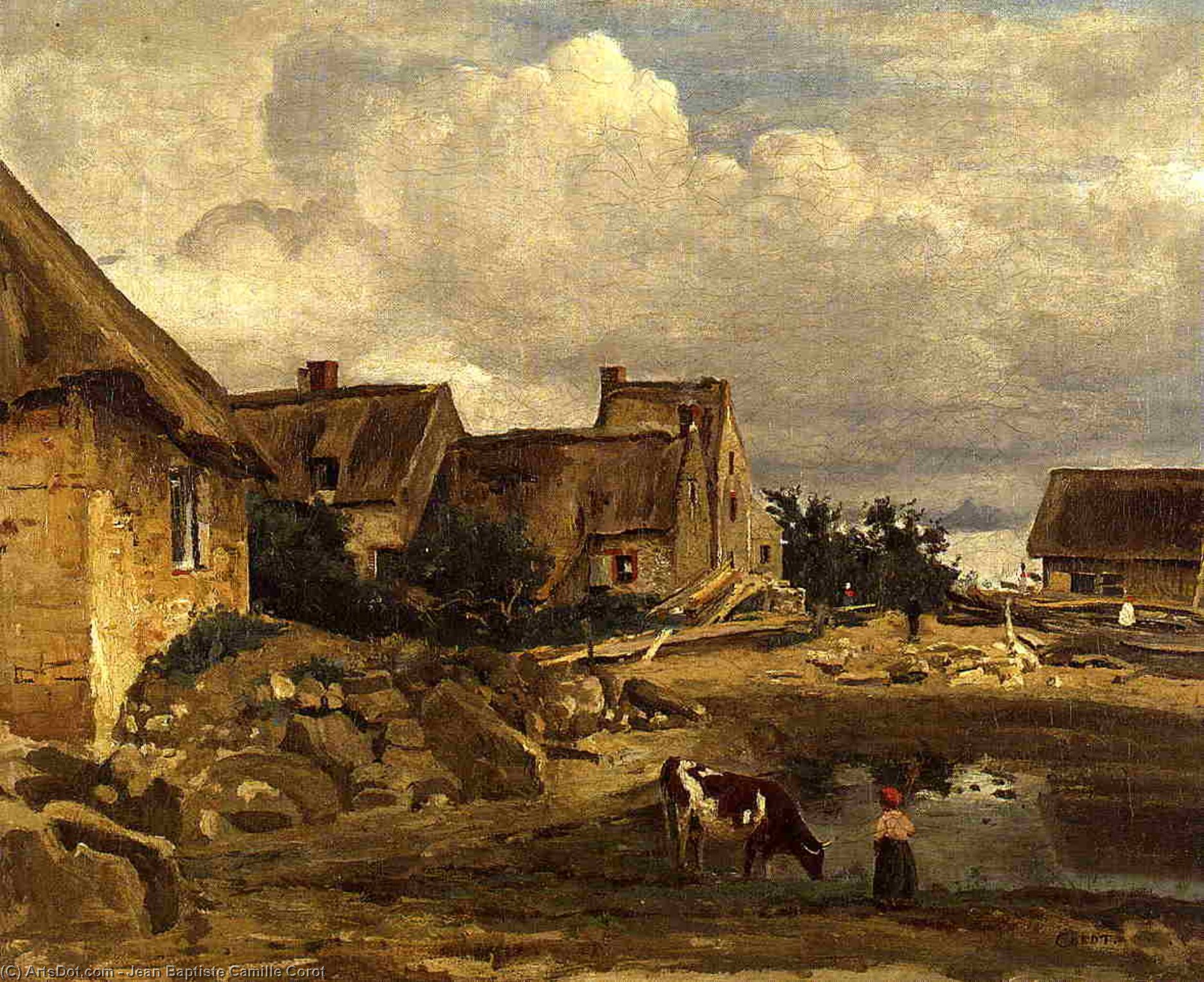 Un Patio De Labranza Cerca De Fontainebleau — Jean-baptiste-camille Corot